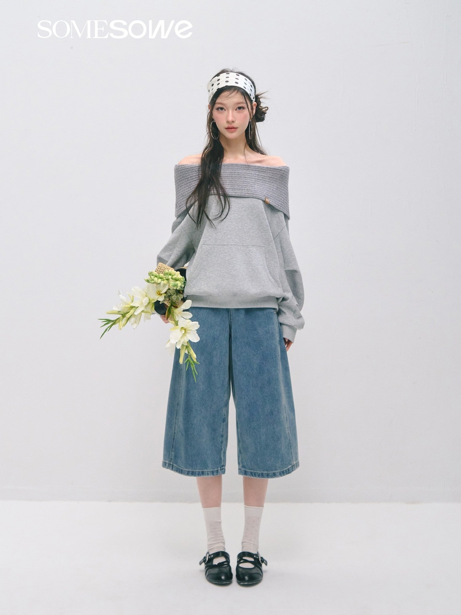 SOMESOWE Deconstructed Straight Wide - Leg Mid - Length Pants In Blue | MADAX