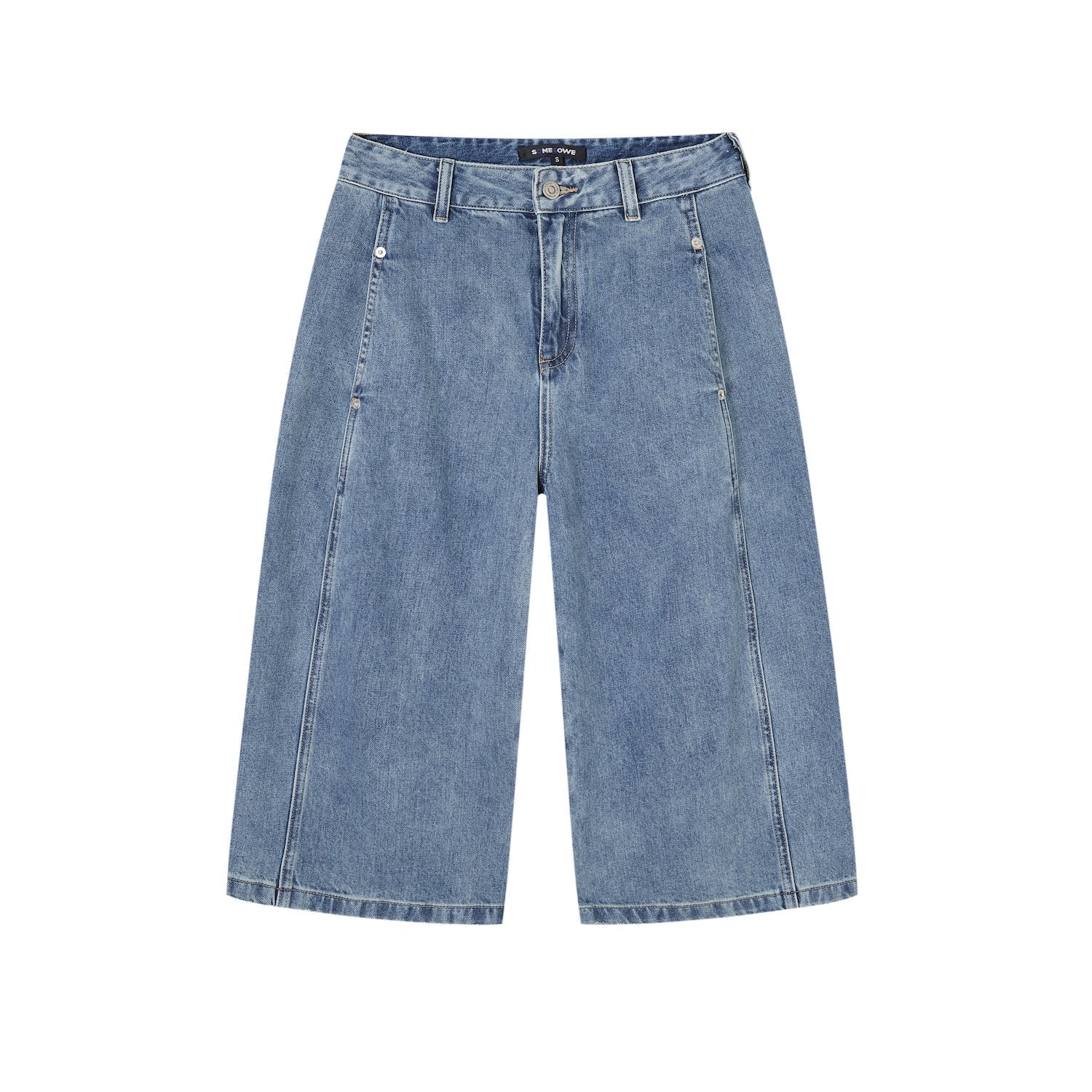 SOMESOWE Deconstructed Straight Wide - Leg Mid - Length Pants In Blue | MADAX