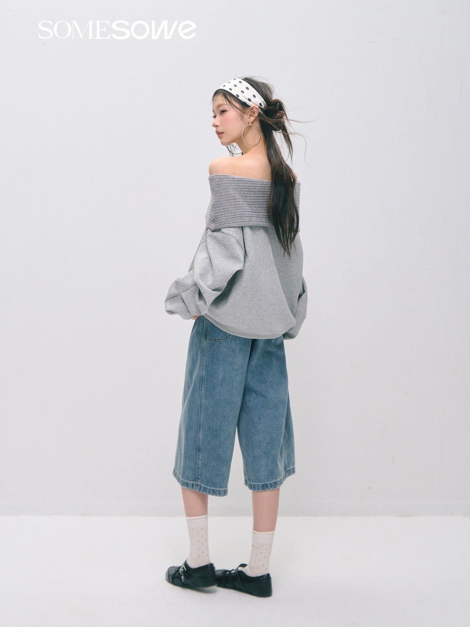 SOMESOWE Deconstructed Straight Wide - Leg Mid - Length Pants In Blue | MADAX