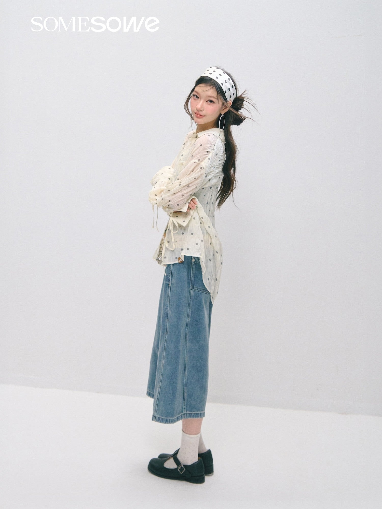 SOMESOWE Deconstructed Straight Wide - Leg Mid - Length Pants In Blue | MADAX