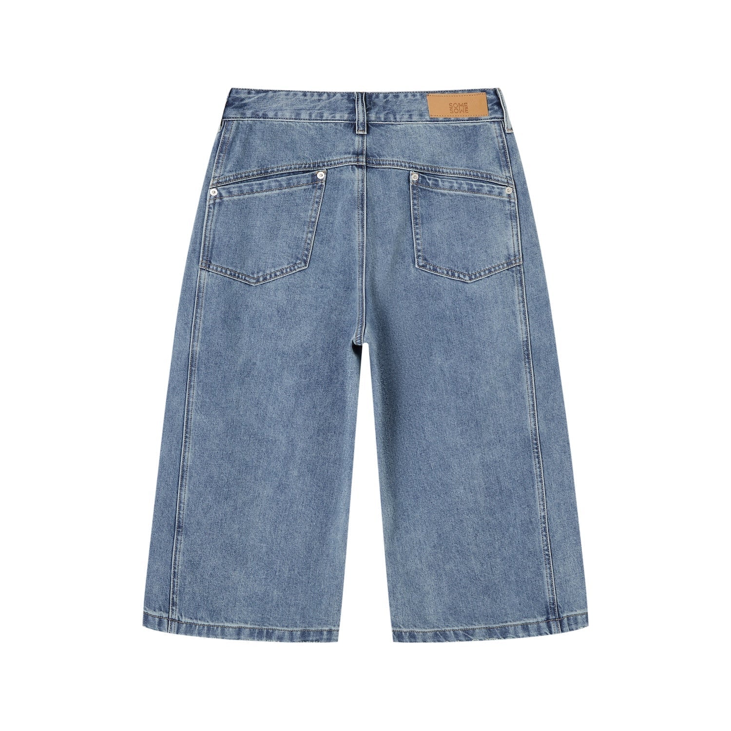 SOMESOWE Deconstructed Straight Wide - Leg Mid - Length Pants In Blue | MADAX