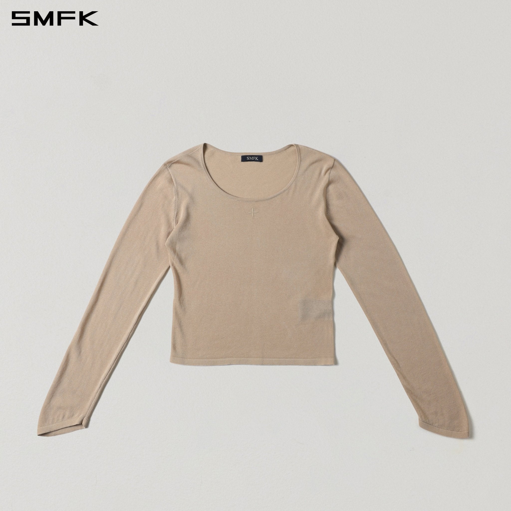SMFK Deep Round Neck Knit Sweater in Skin Tone | MADAX