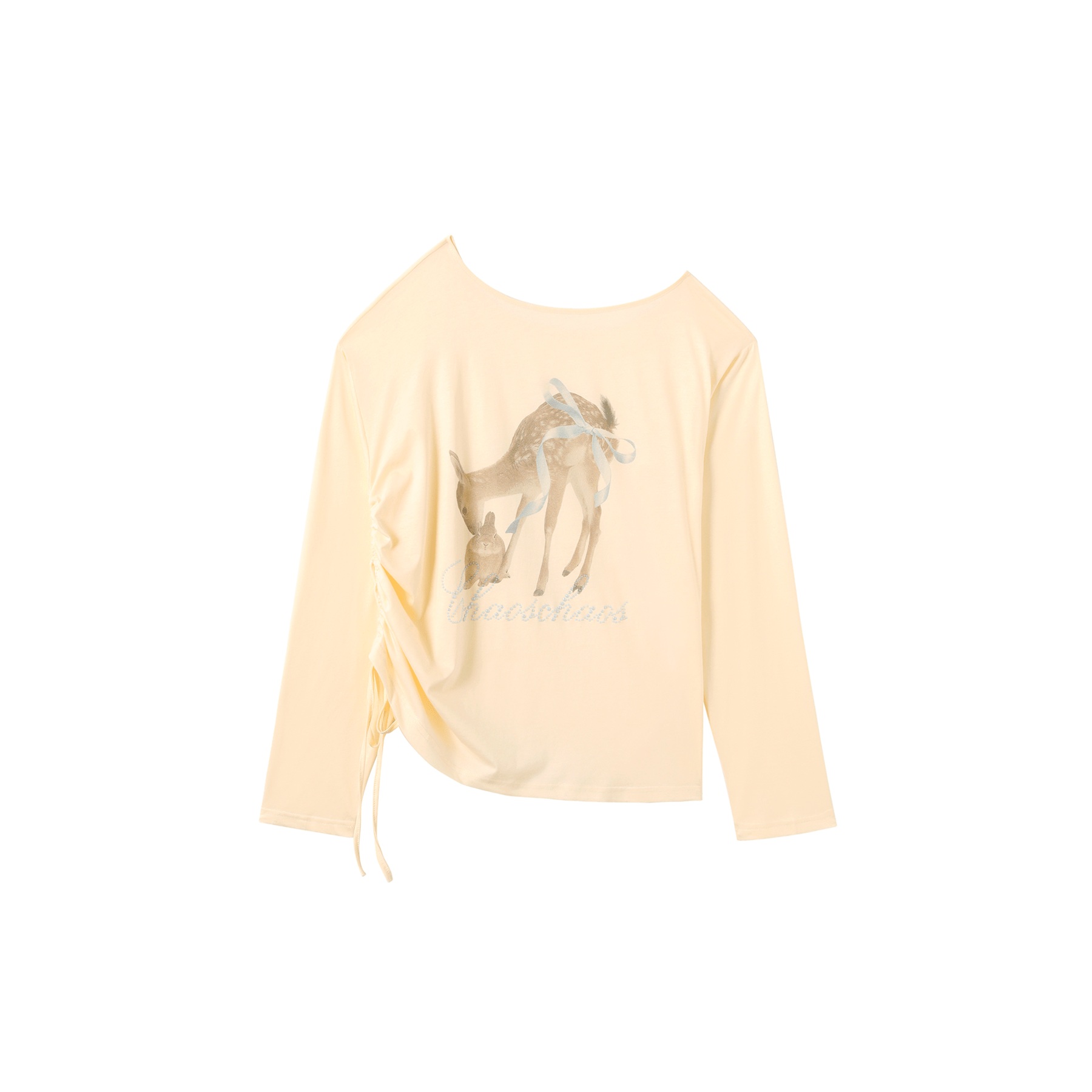 CHAOSCHAOS Deer Diamond Off - shoulder Long Sleeves In Yellow | MADAX