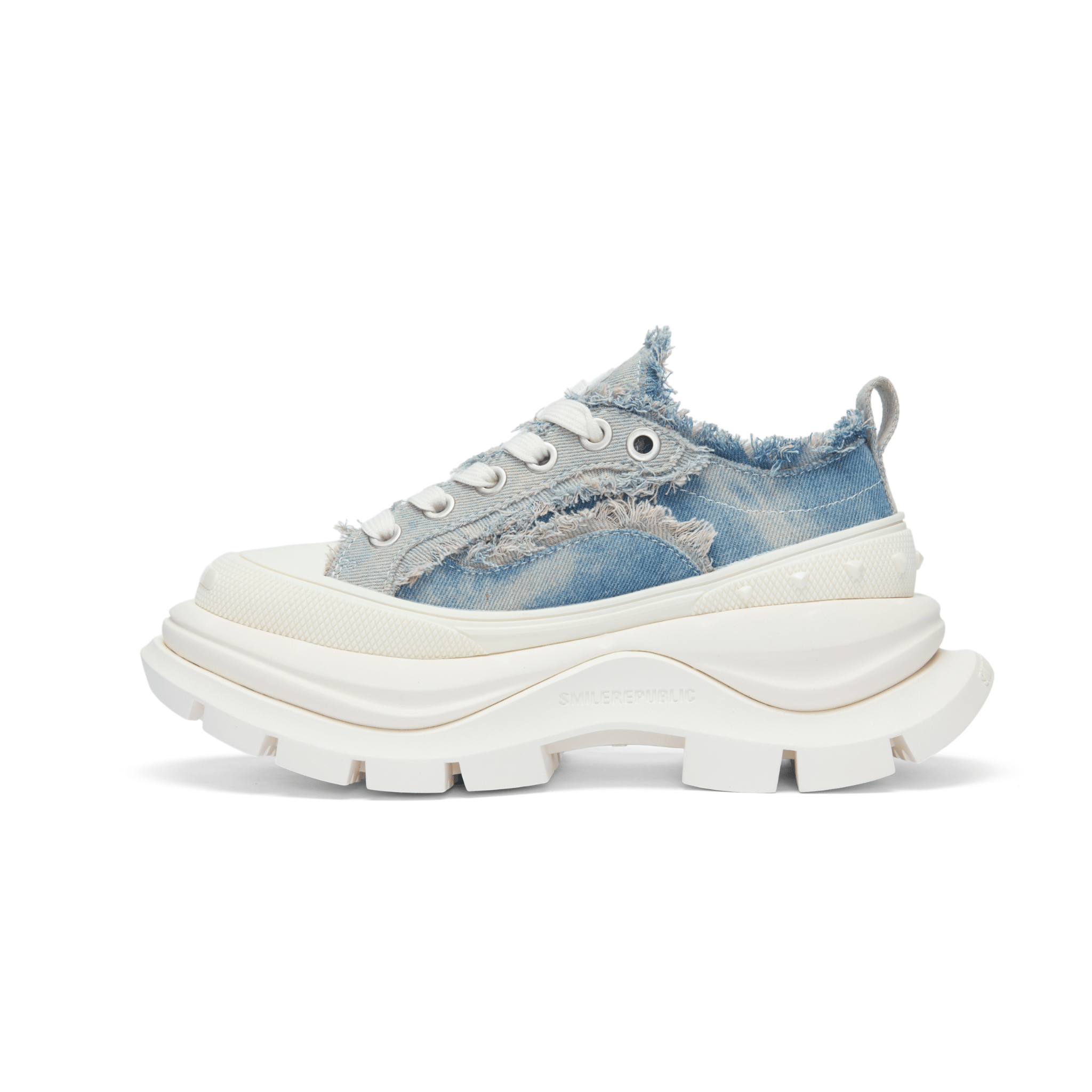 SMILEREPUBLIC Denim Blue Low - top Open - mouthed Thick - soled Canvas Shoes2.0 | MADAX