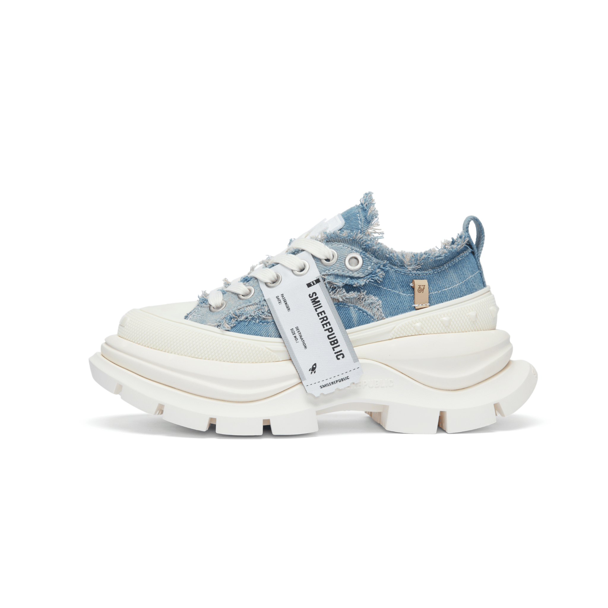 SMILEREPUBLIC Denim Blue Low - top Open - mouthed Thick - soled Canvas Shoes2.0 | MADAX