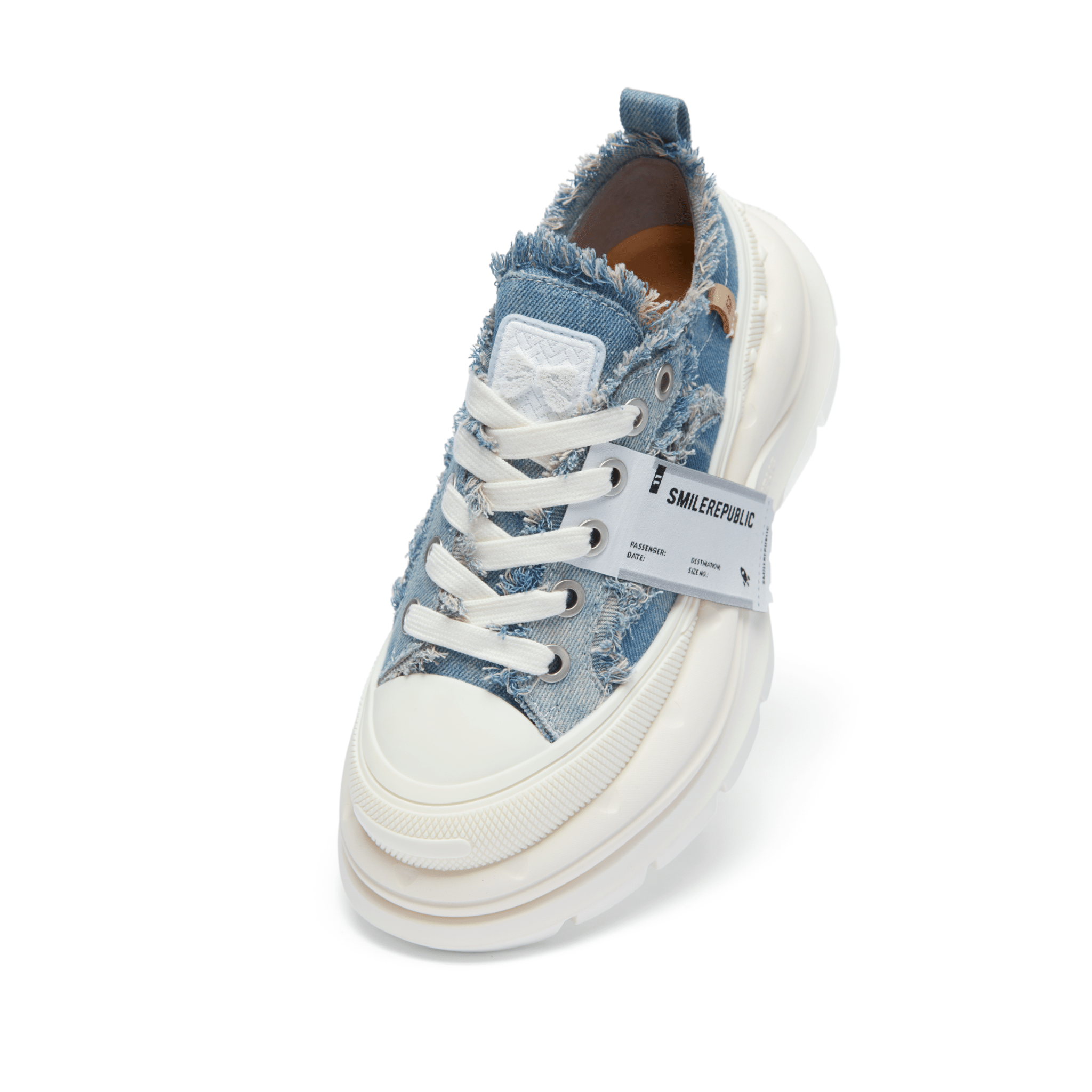 SMILEREPUBLIC Denim Blue Low - top Open - mouthed Thick - soled Canvas Shoes2.0 | MADAX