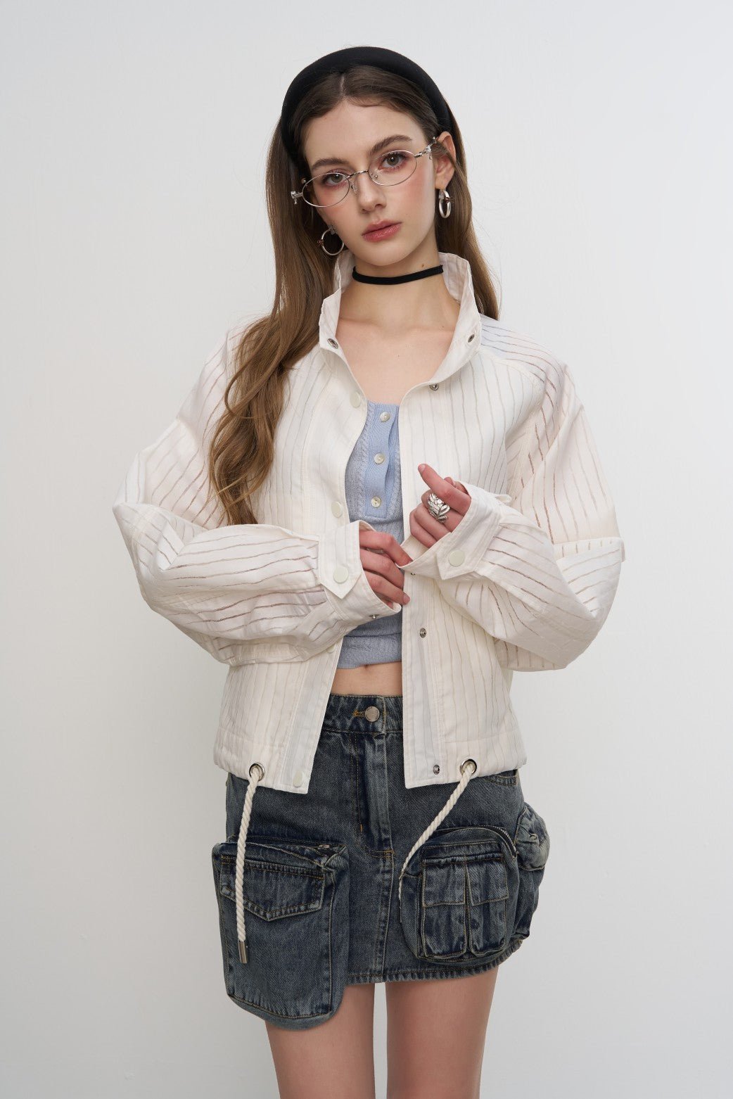 AIMME SPARROW Denim Cargo Pocket Skirt In Blue | MADAX