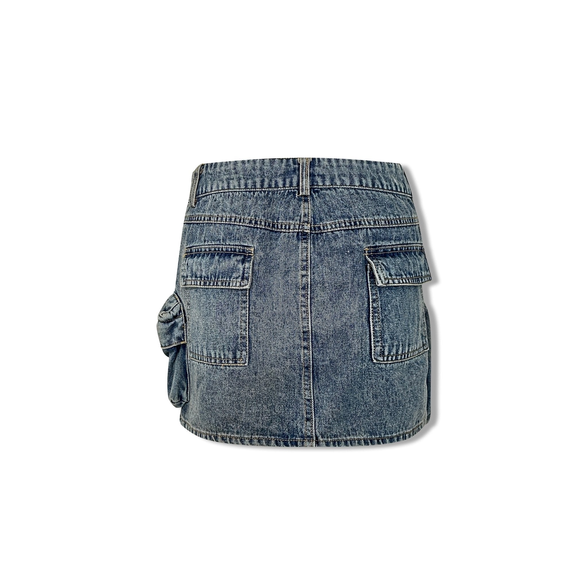 AIMME SPARROW Denim Cargo Pocket Skirt In Blue | MADAX