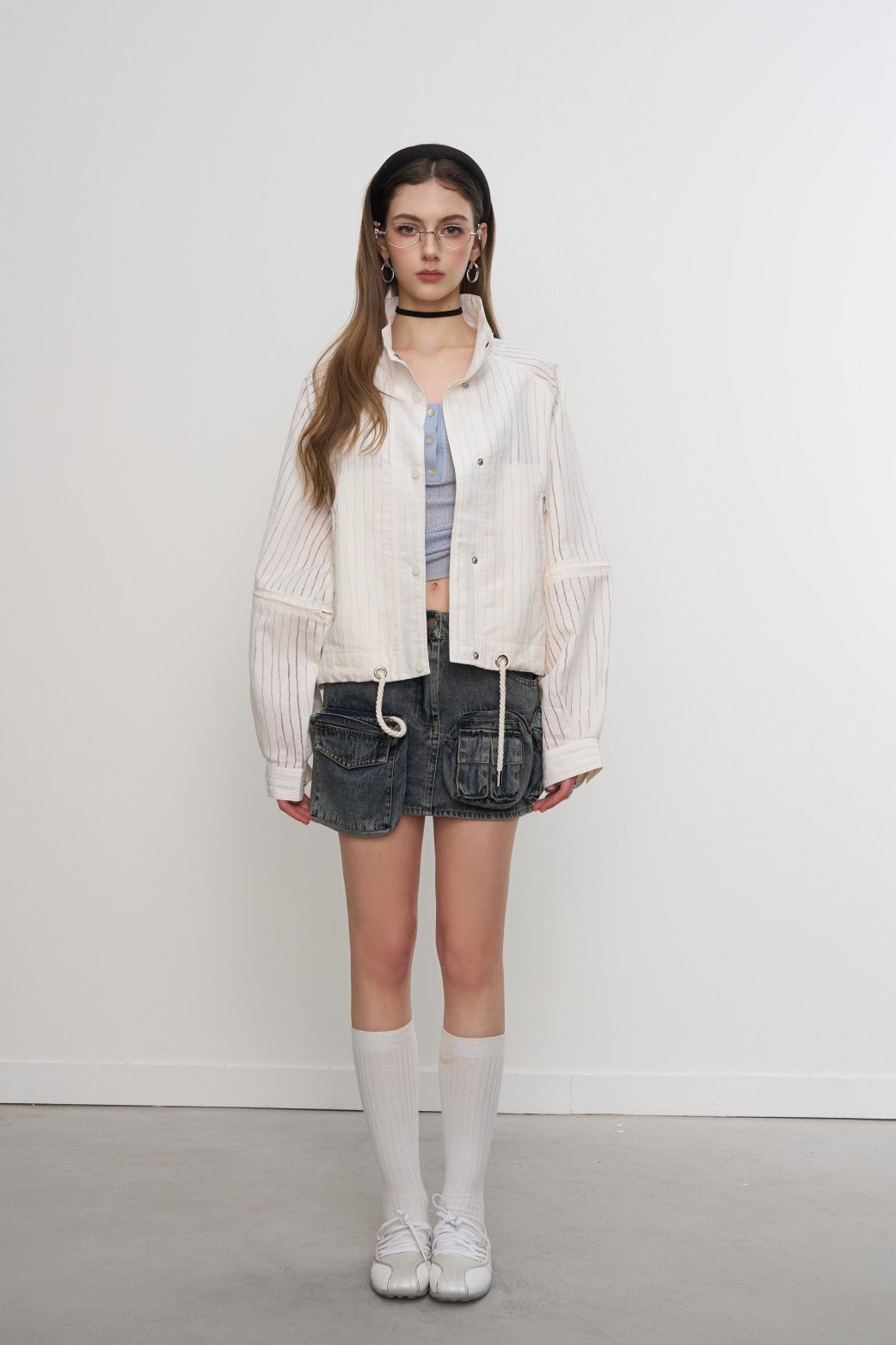 AIMME SPARROW Denim Cargo Pocket Skirt In Blue | MADAX