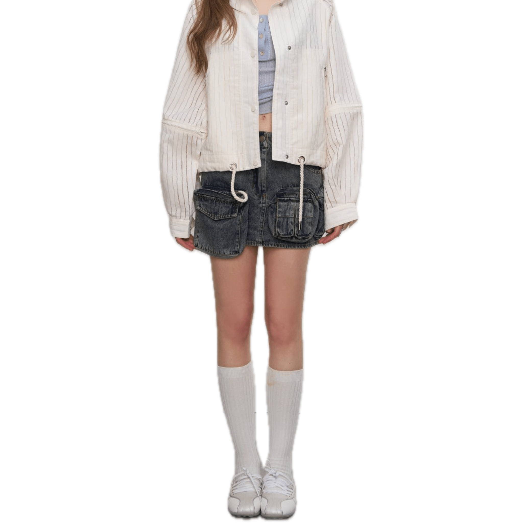 AIMME SPARROW Denim Cargo Pocket Skirt In Blue | MADAX