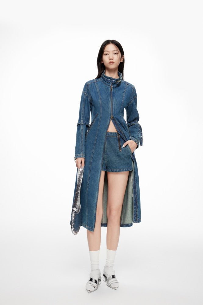 LOST IN ECHO Denim Coat with Split Line Buckle | MADA IN CHINA