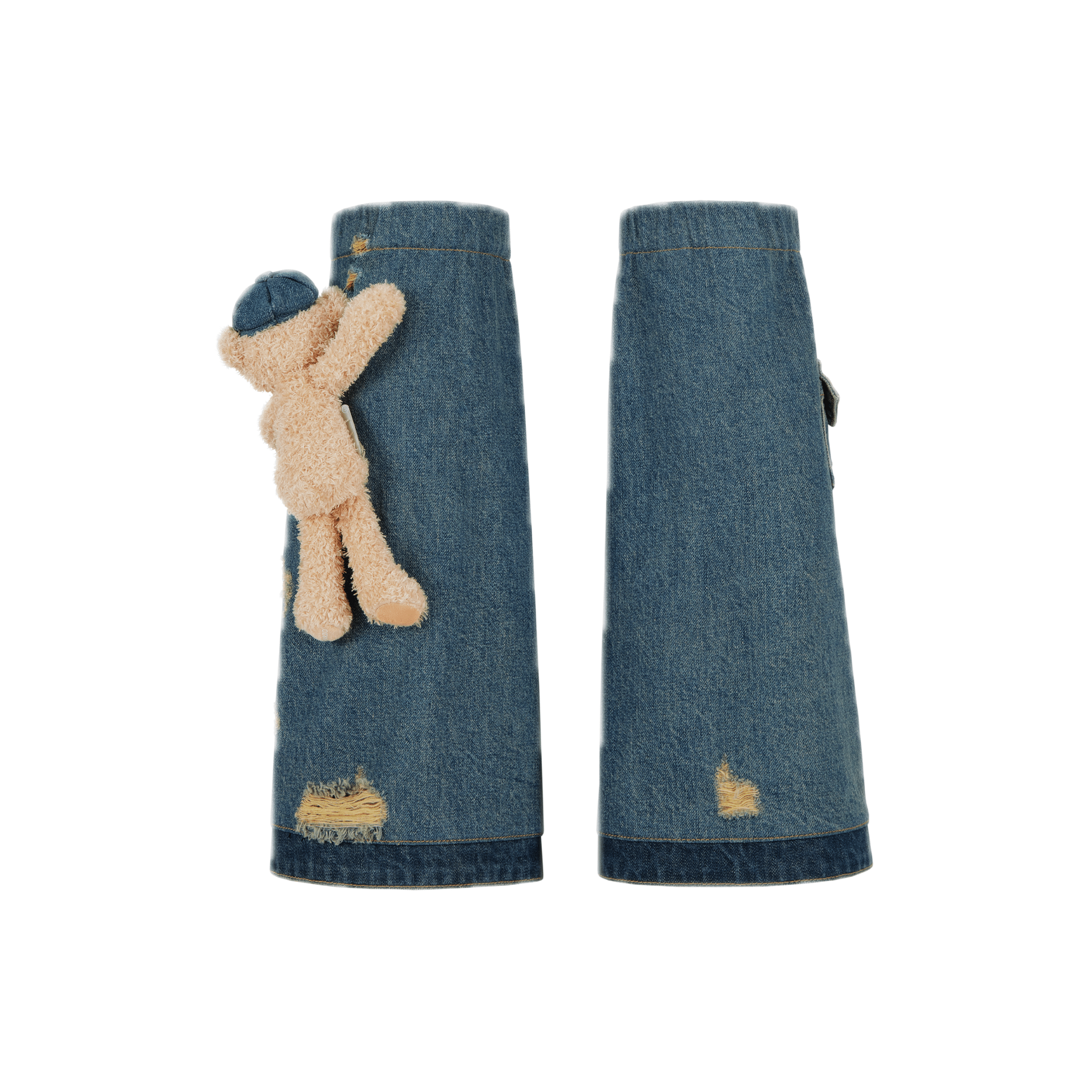 13DE MARZO Denim Fake Two - Layer Leg Covers in Vintage Blue | MADAX