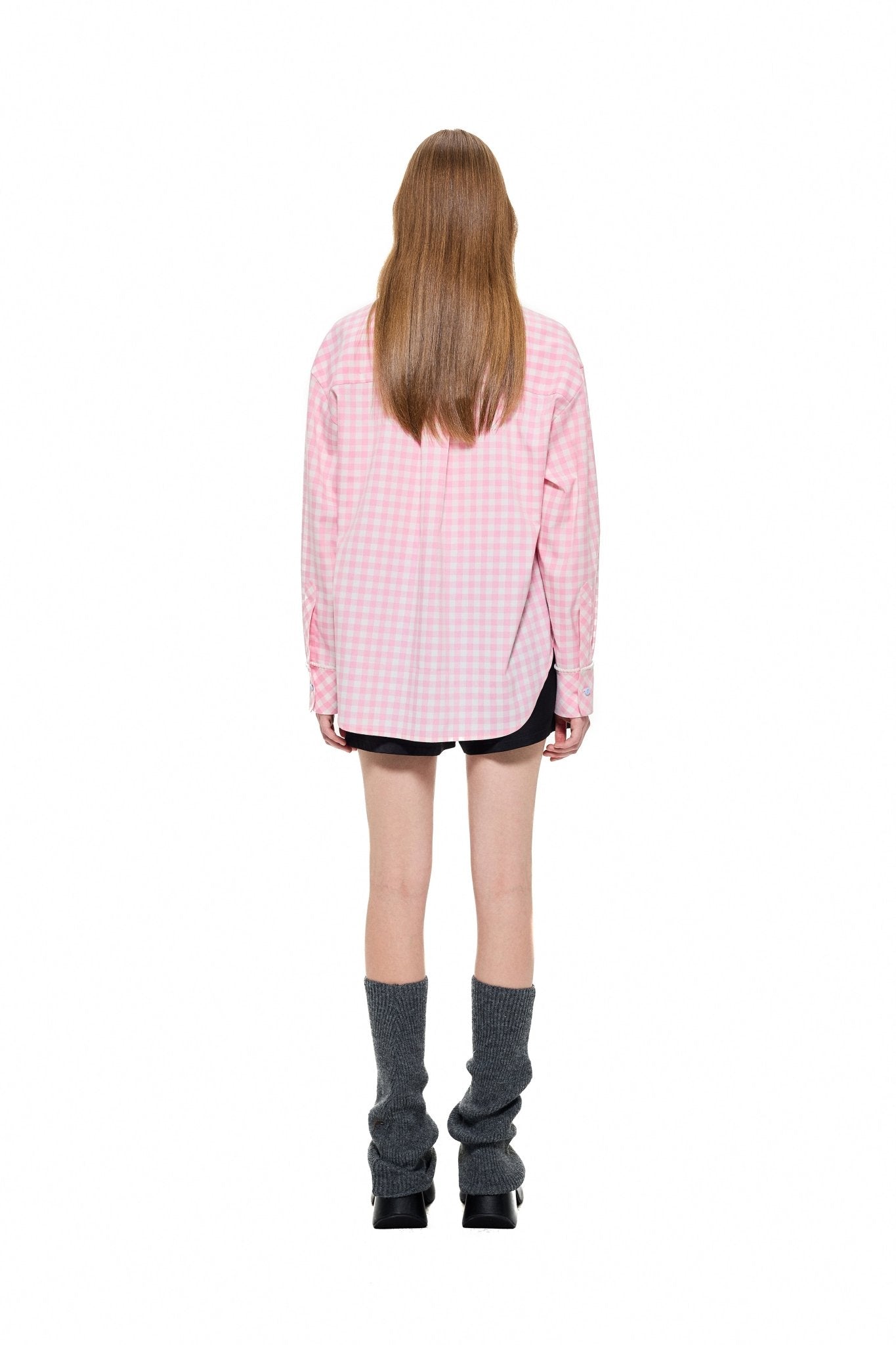 Alexia Sandra Denim Pocket Plaid Shirt in Pink | MADA IN CHINA