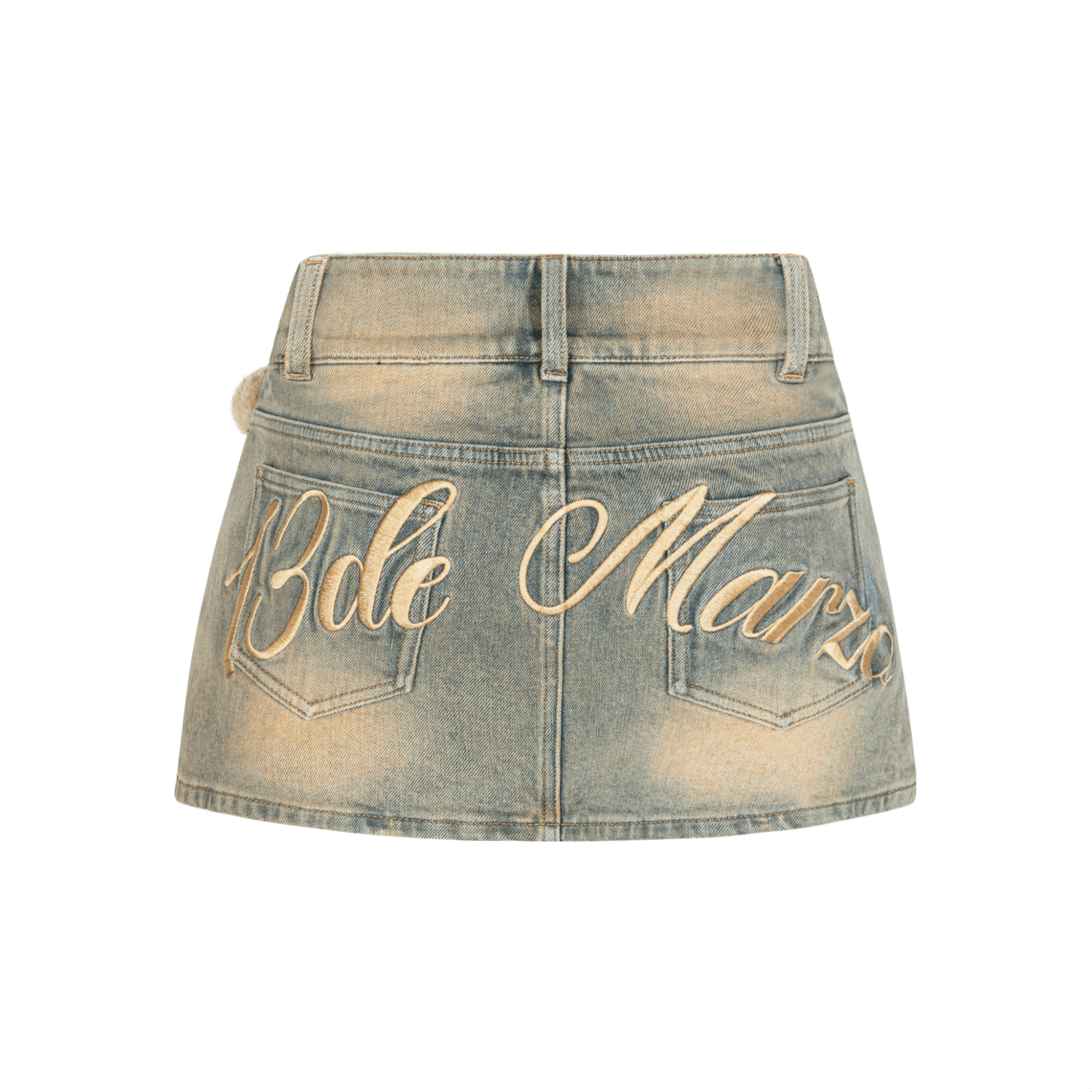 13DE MARZO Denim Skirt with Embroidered Logo in Blue | MADAX