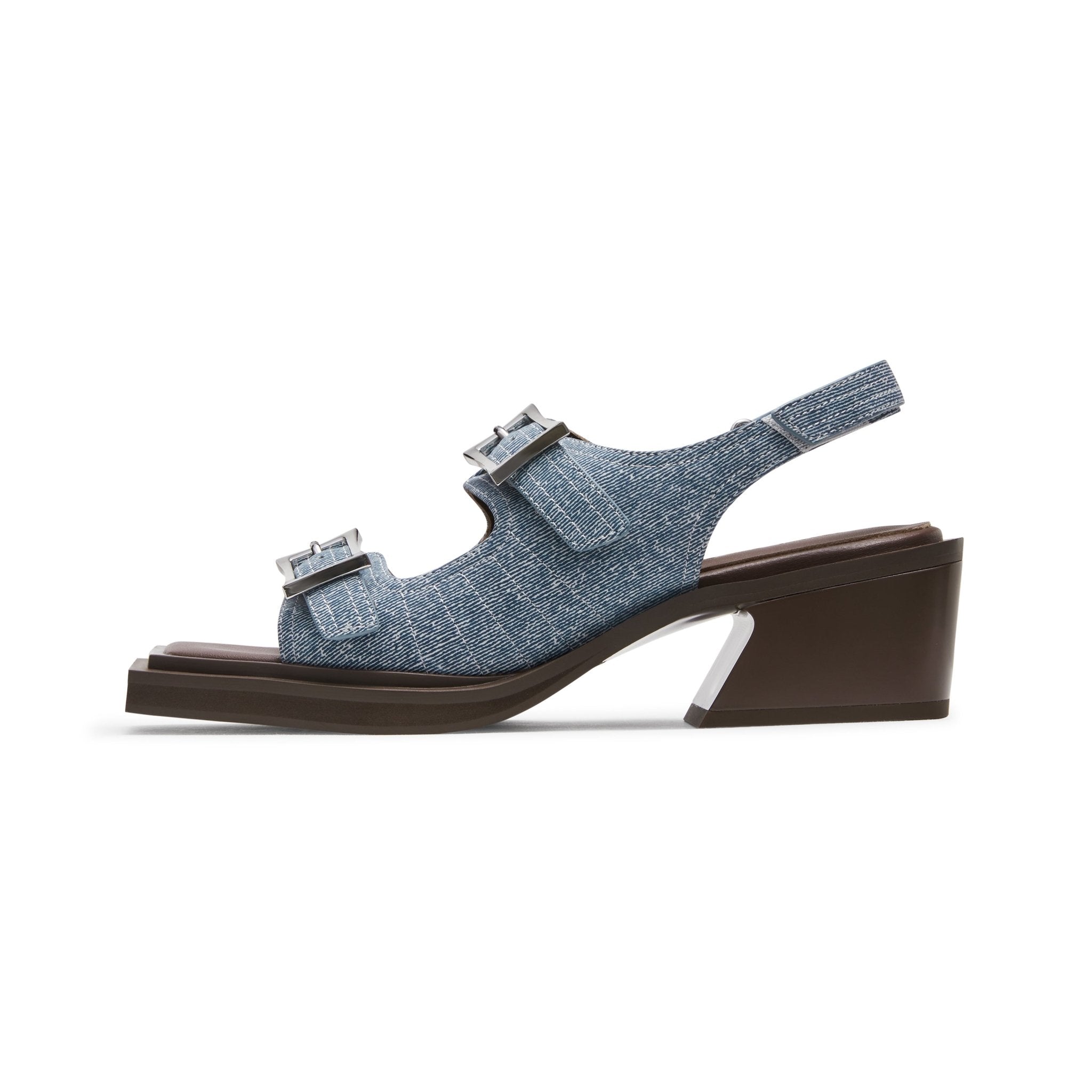 LOST IN ECHO Denim Square Toe Heel Sandals | MADA IN CHINA