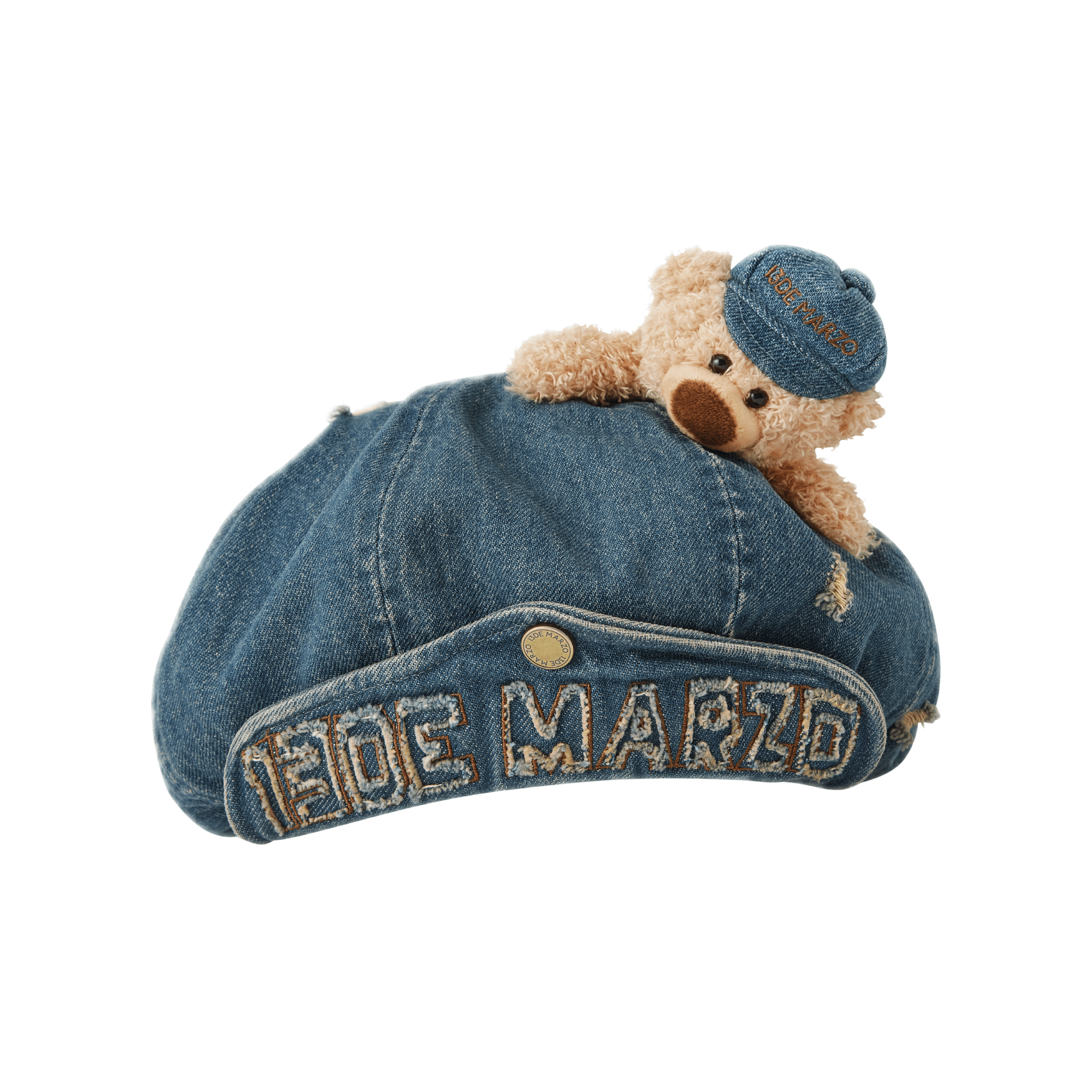13DE MARZO Denim Turn - Up Beret in Vintage Blue | MADAX