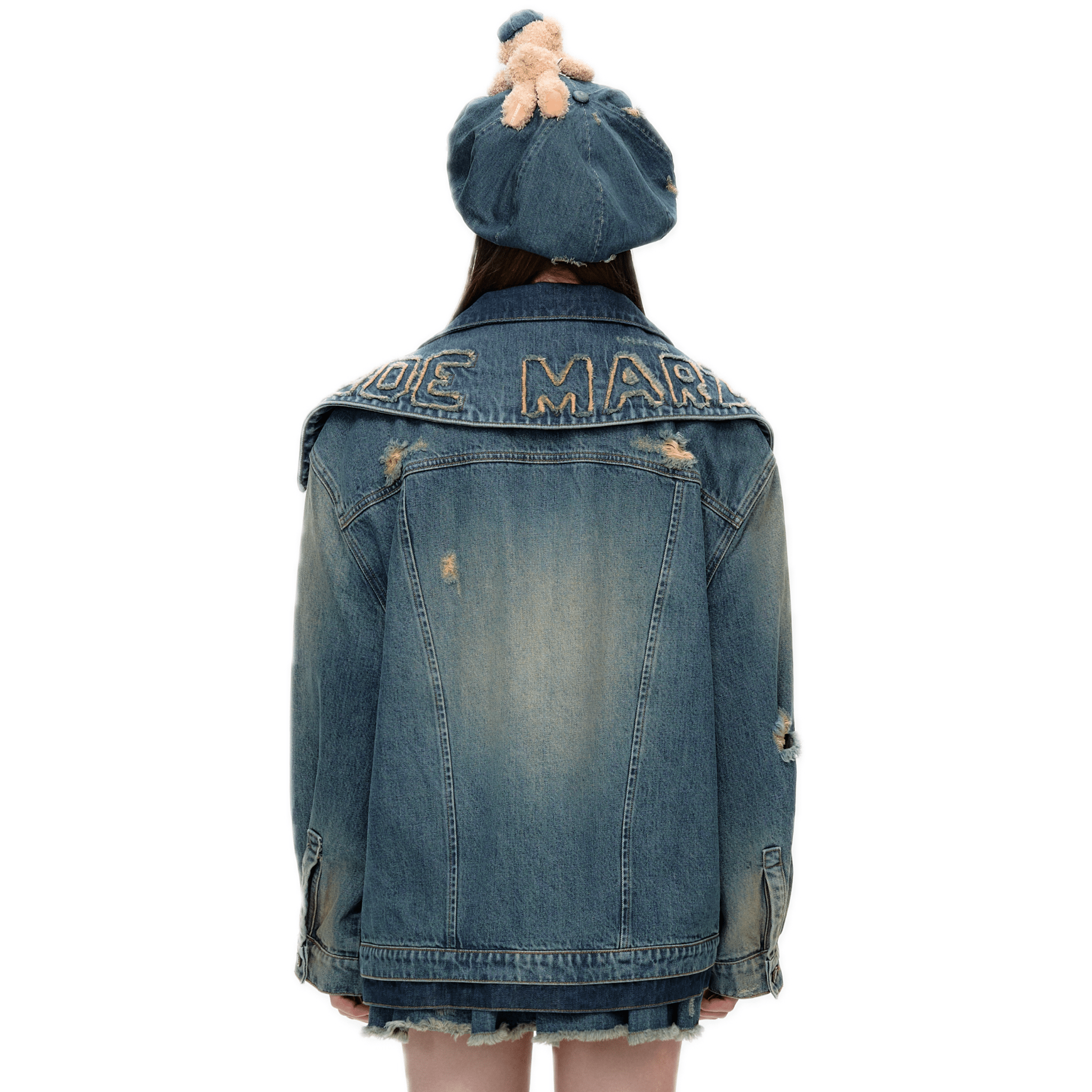13DE MARZO Denim Turn - Up Beret in Vintage Blue | MADAX
