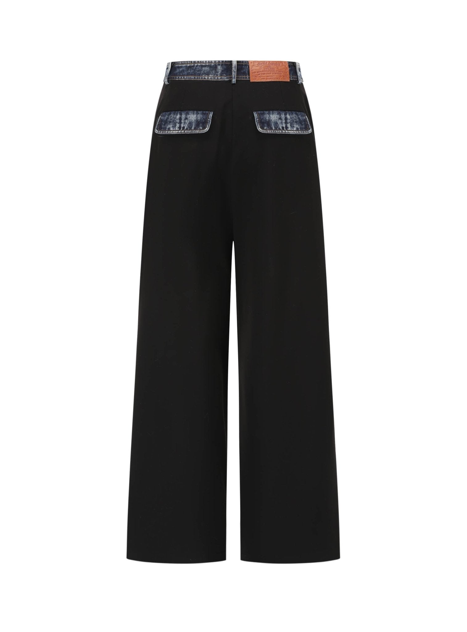 ALEXIA SANDRA Denim Waist Wide - Leg Trousers Black | MADA IN CHINA