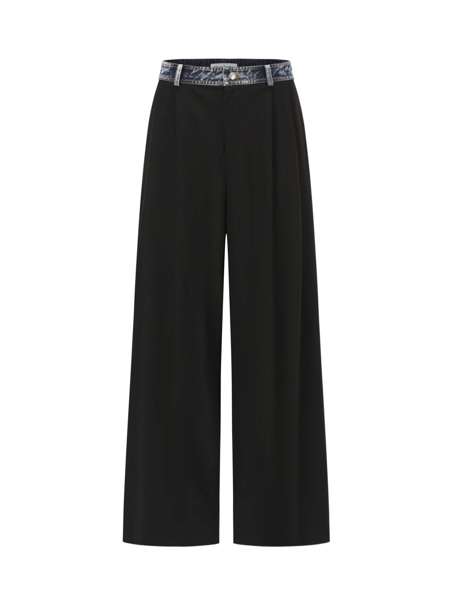 ALEXIA SANDRA Denim Waist Wide - Leg Trousers Black | MADA IN CHINA