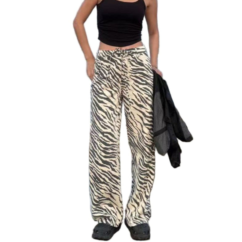 AIMME SPARROW Denim Zebra Pants In Black And White | MADAX