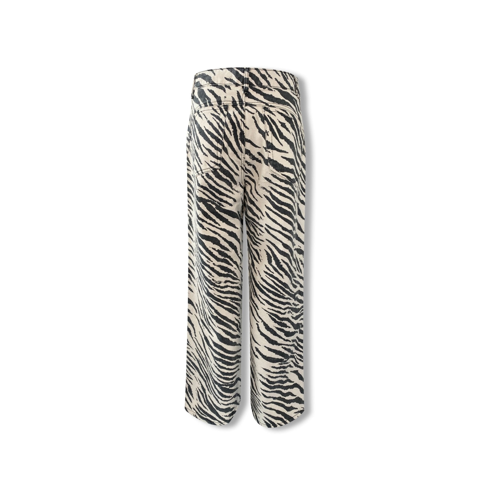 AIMME SPARROW Denim Zebra Pants In Black And White | MADAX
