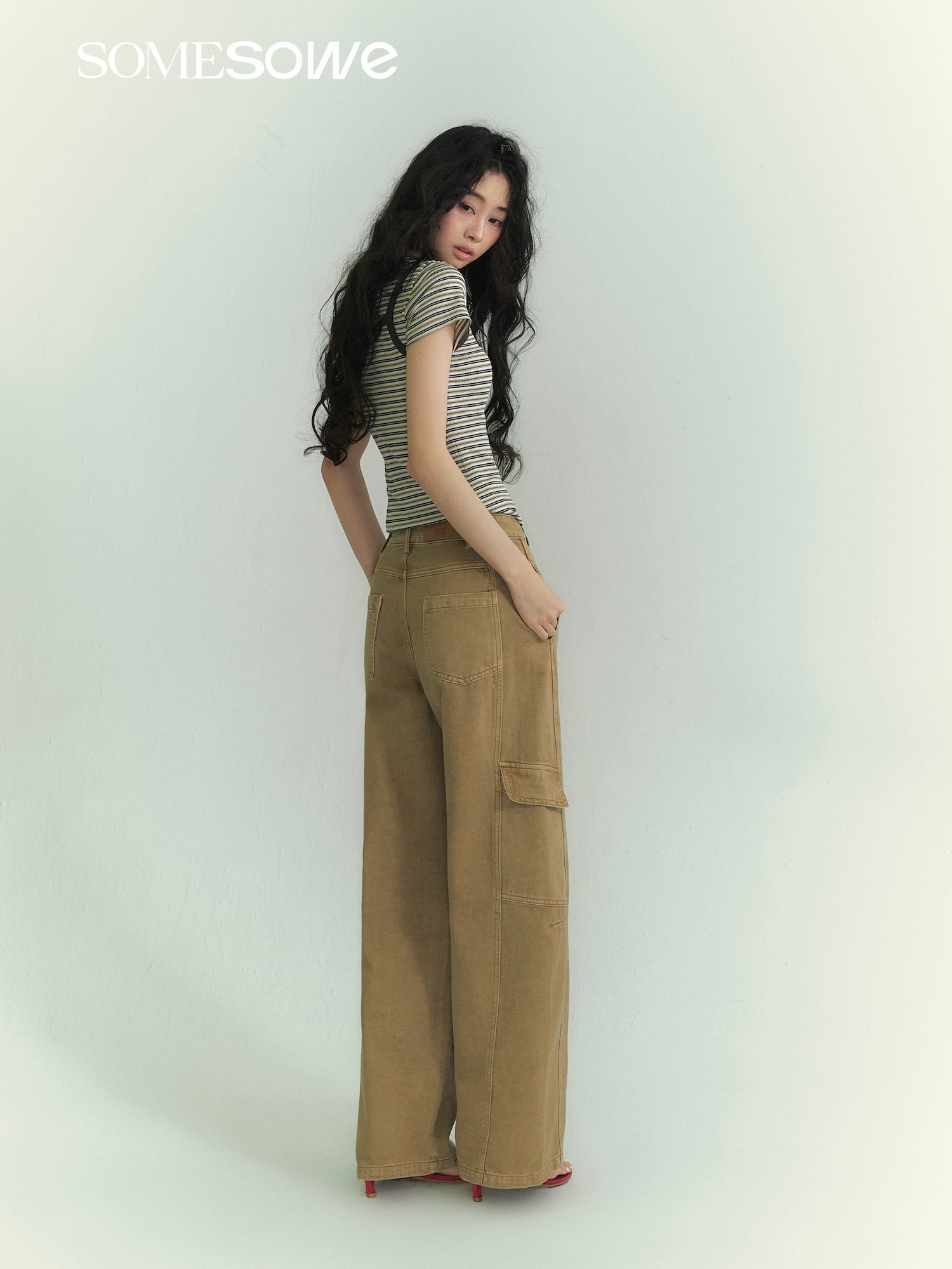SOMESOWE Designer Curved Blade Work Jeans In Khaki | MADAX