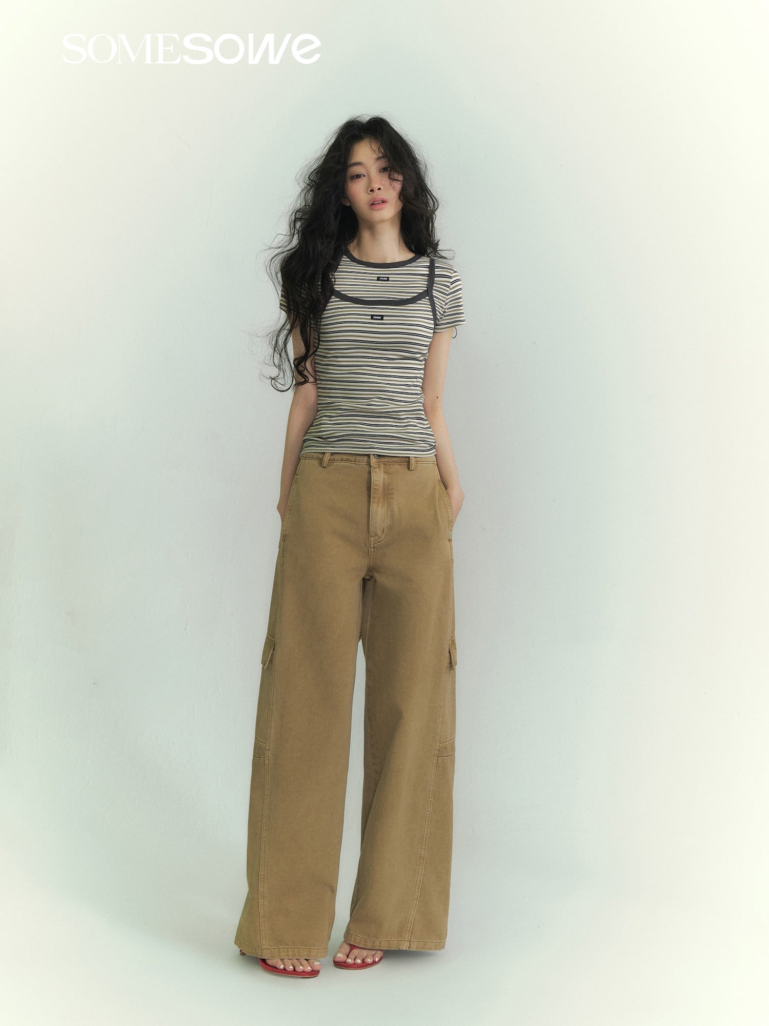 SOMESOWE Designer Curved Blade Work Jeans In Khaki | MADAX