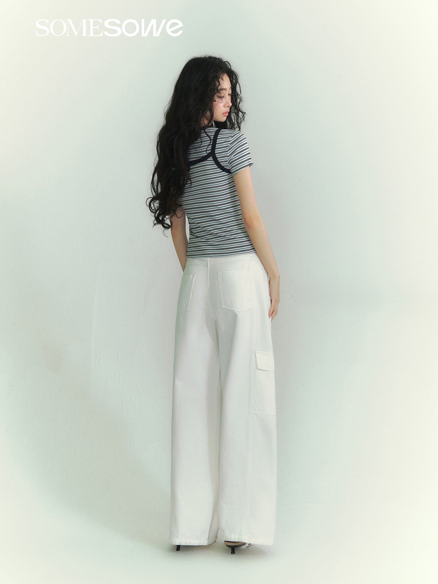 SOMESOWE Designer Curved Blade Work Jeans In White | MADAX