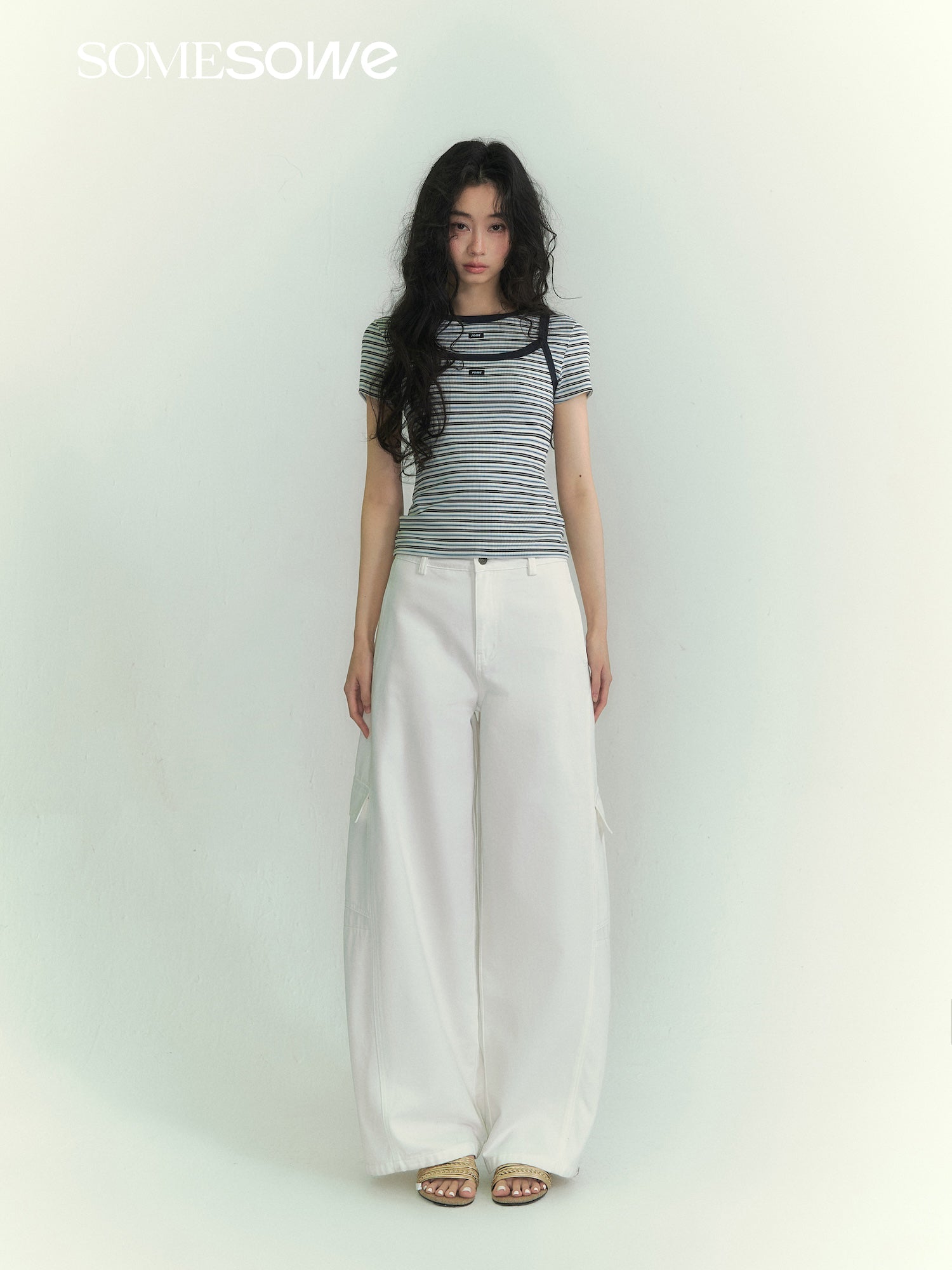 SOMESOWE Designer Curved Blade Work Jeans In White | MADAX