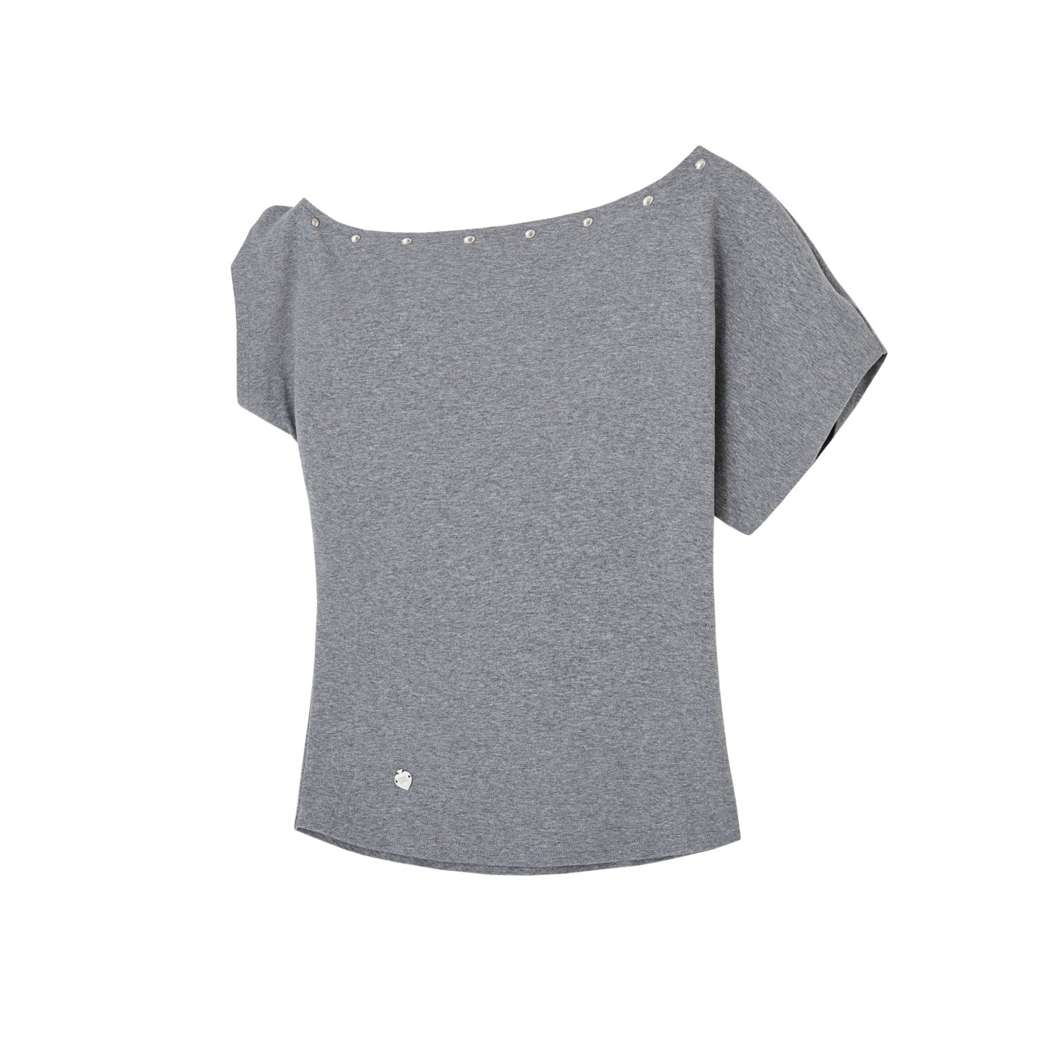 SOMESOWE Designer Off - shoulder Knotted Slim T-shirt In Gray | MADAX