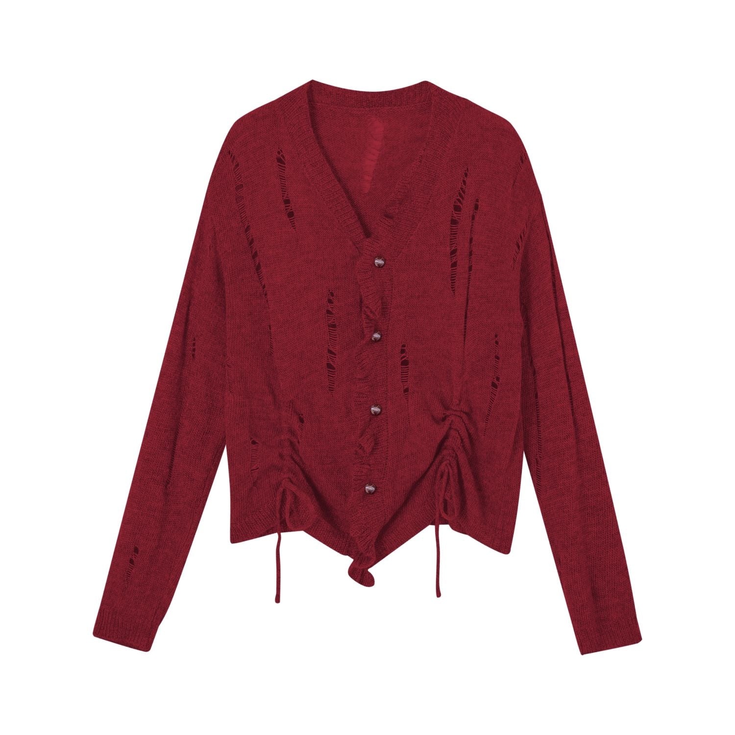 SOMESOWE Destroyed Pleated Knit Cardigan | MADAX