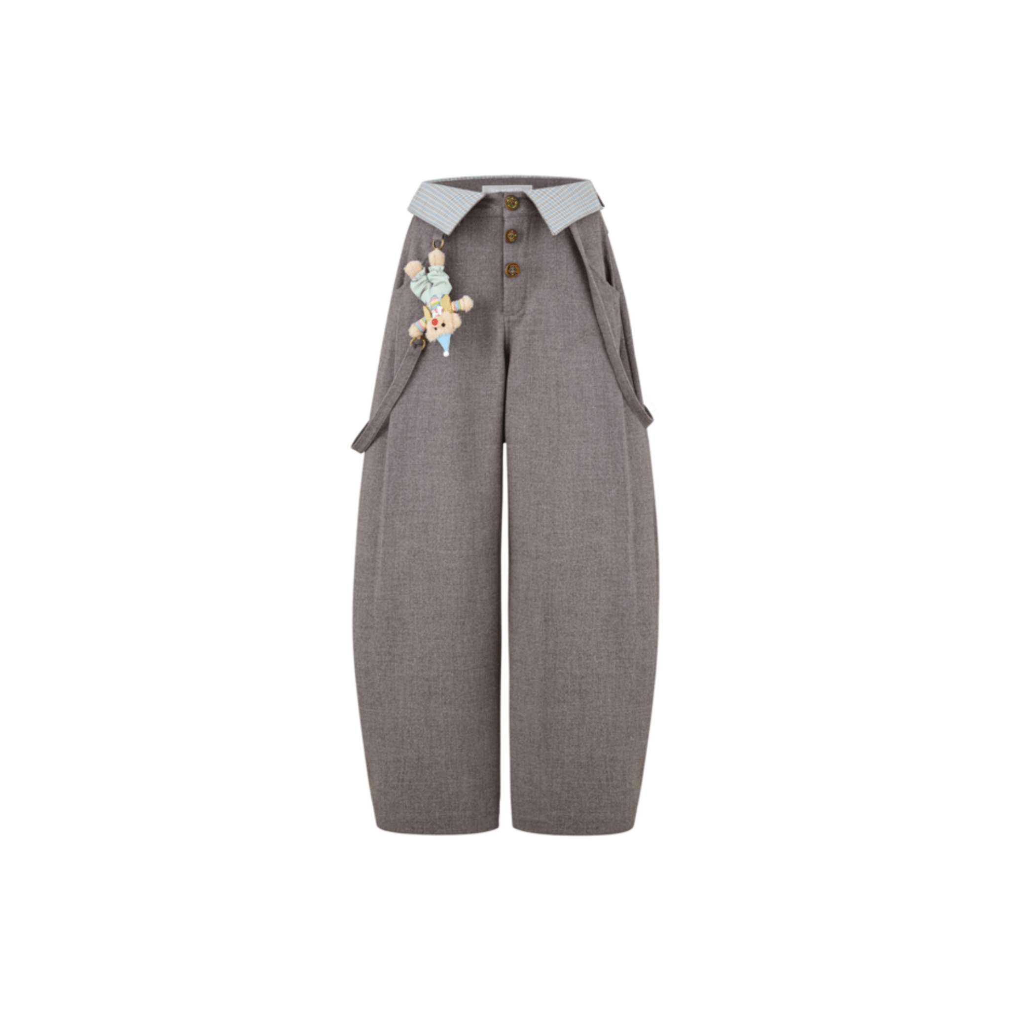 13DE MARZO Detachable Clown Bear Fold - Up Overalls in Gray | MADAX