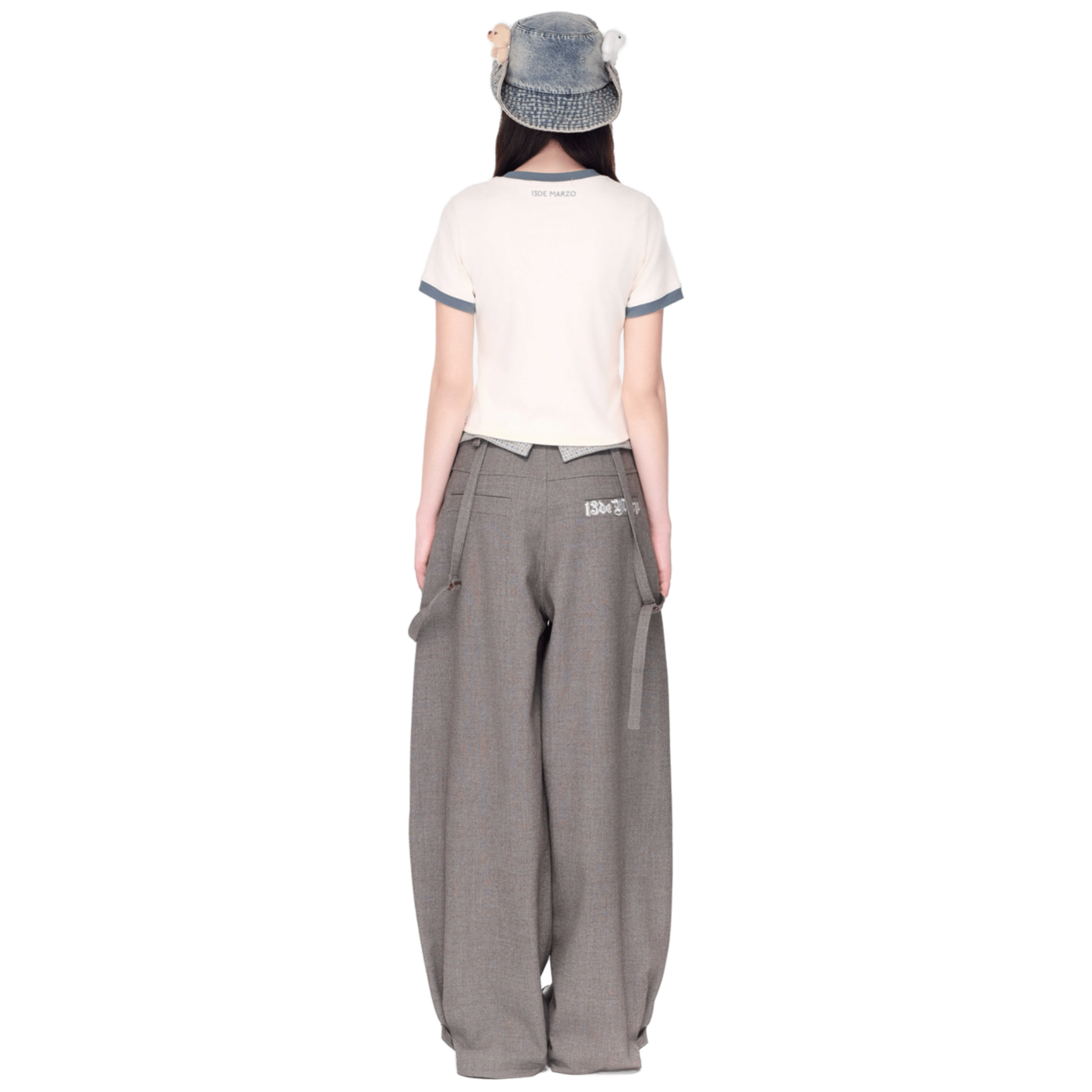 13DE MARZO Detachable Clown Bear Fold - Up Overalls in Gray | MADAX