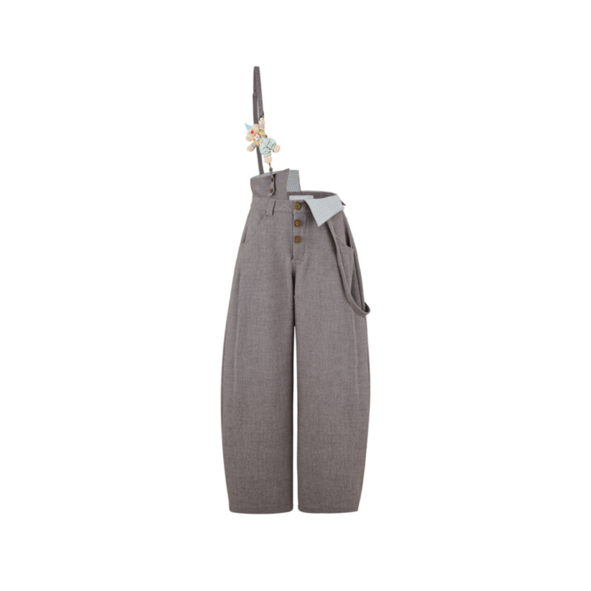 13DE MARZO Detachable Clown Bear Fold - Up Overalls in Gray | MADAX