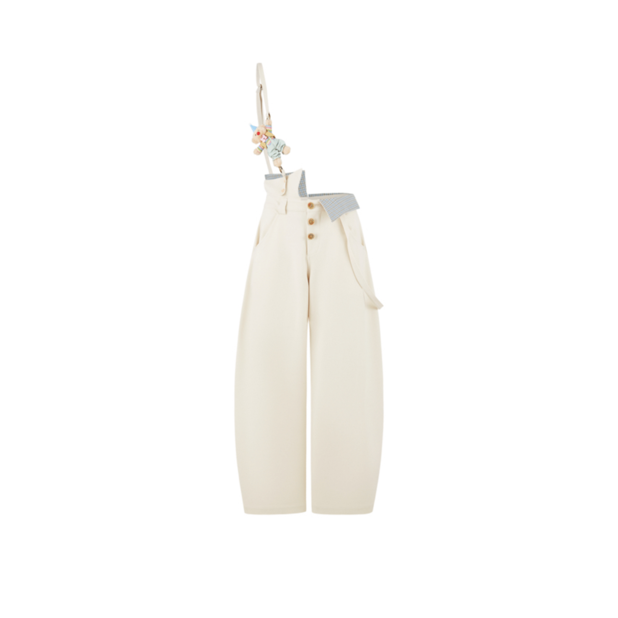 13DE MARZO Detachable Clown Bear Fold - Up Overalls in Off - white | MADAX