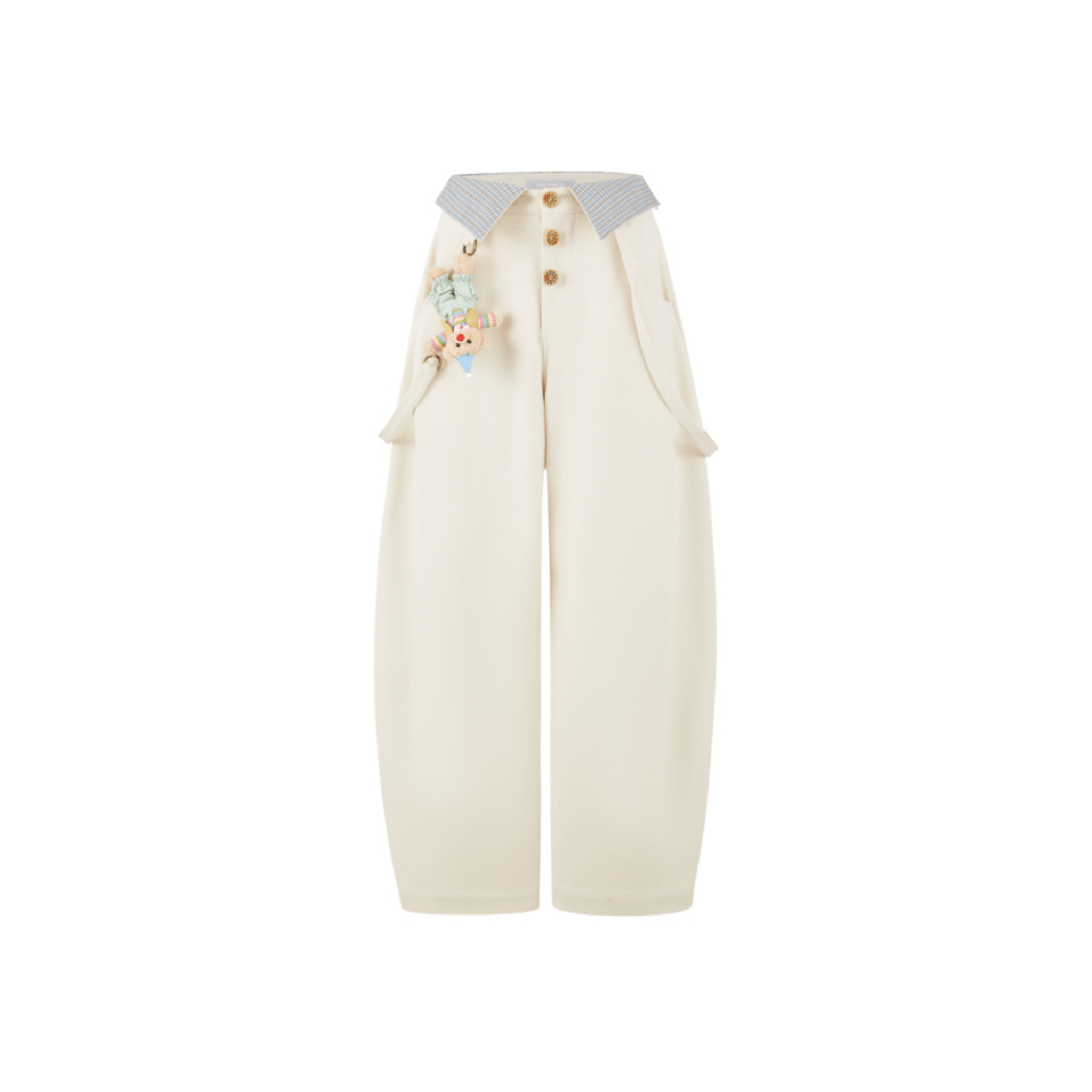 13DE MARZO Detachable Clown Bear Fold - Up Overalls in Off - white | MADAX