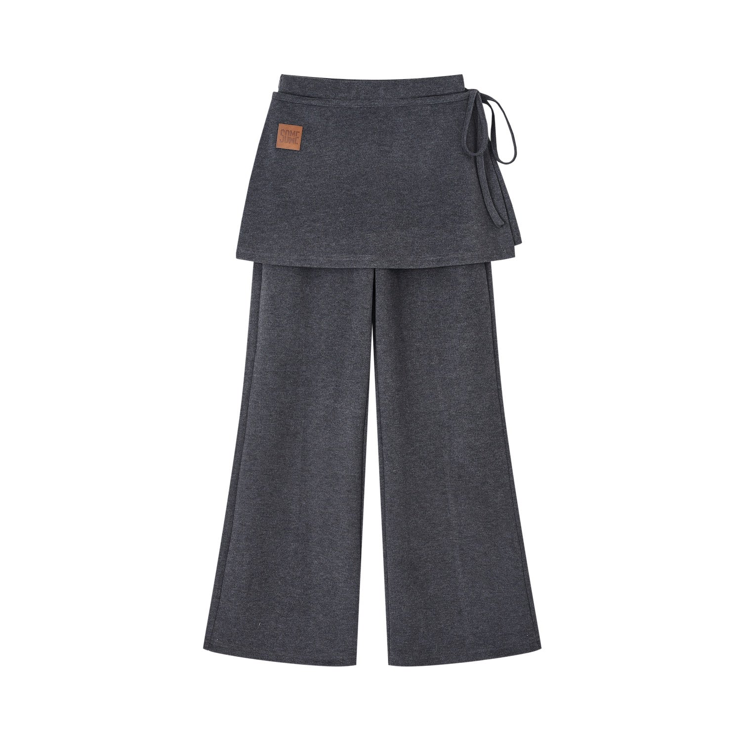 SOMESOWE Detachable Flared Blended Wool Trousers In Dark Gray | MADAX