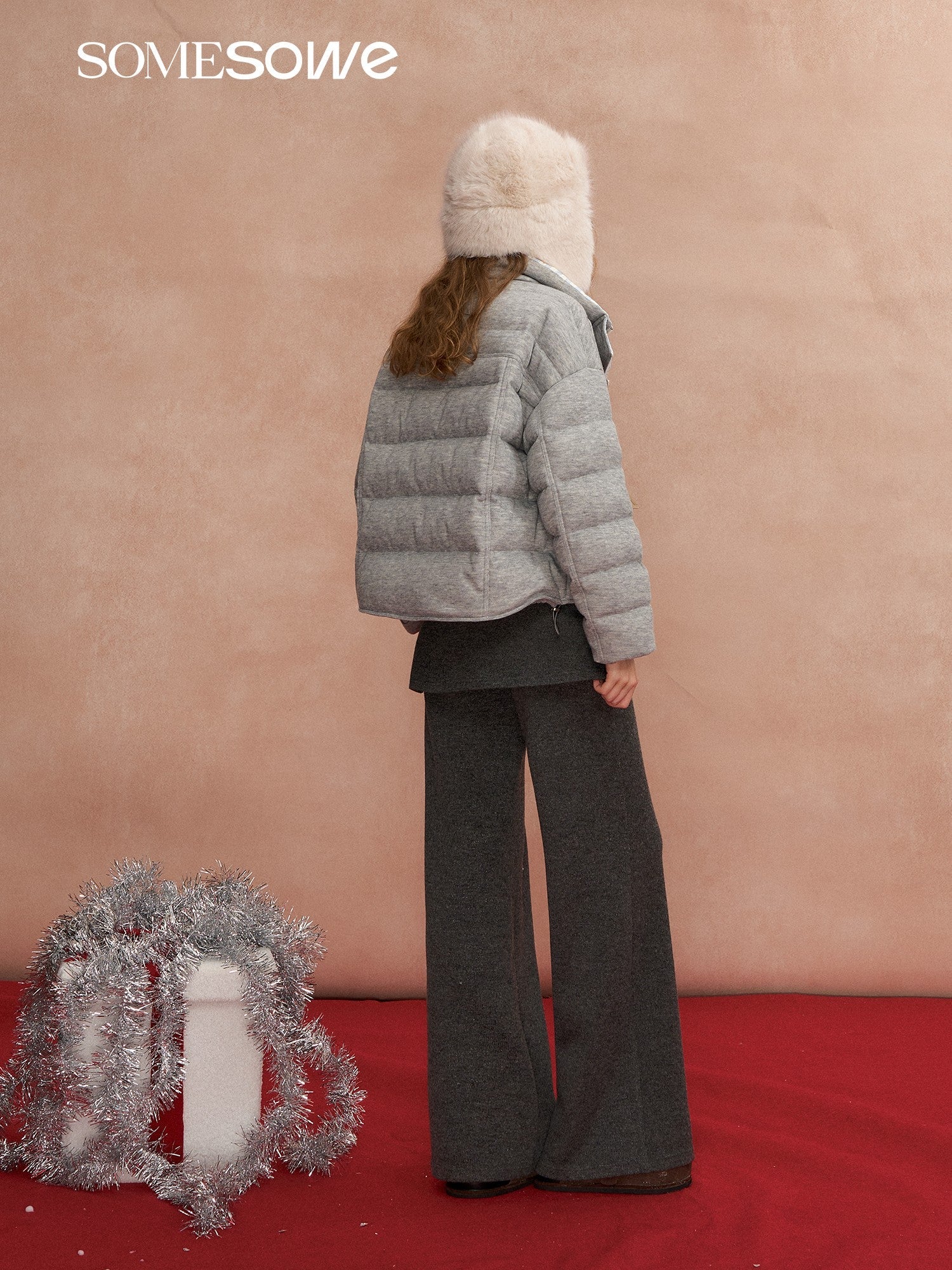 SOMESOWE Detachable Flared Blended Wool Trousers In Dark Gray | MADAX