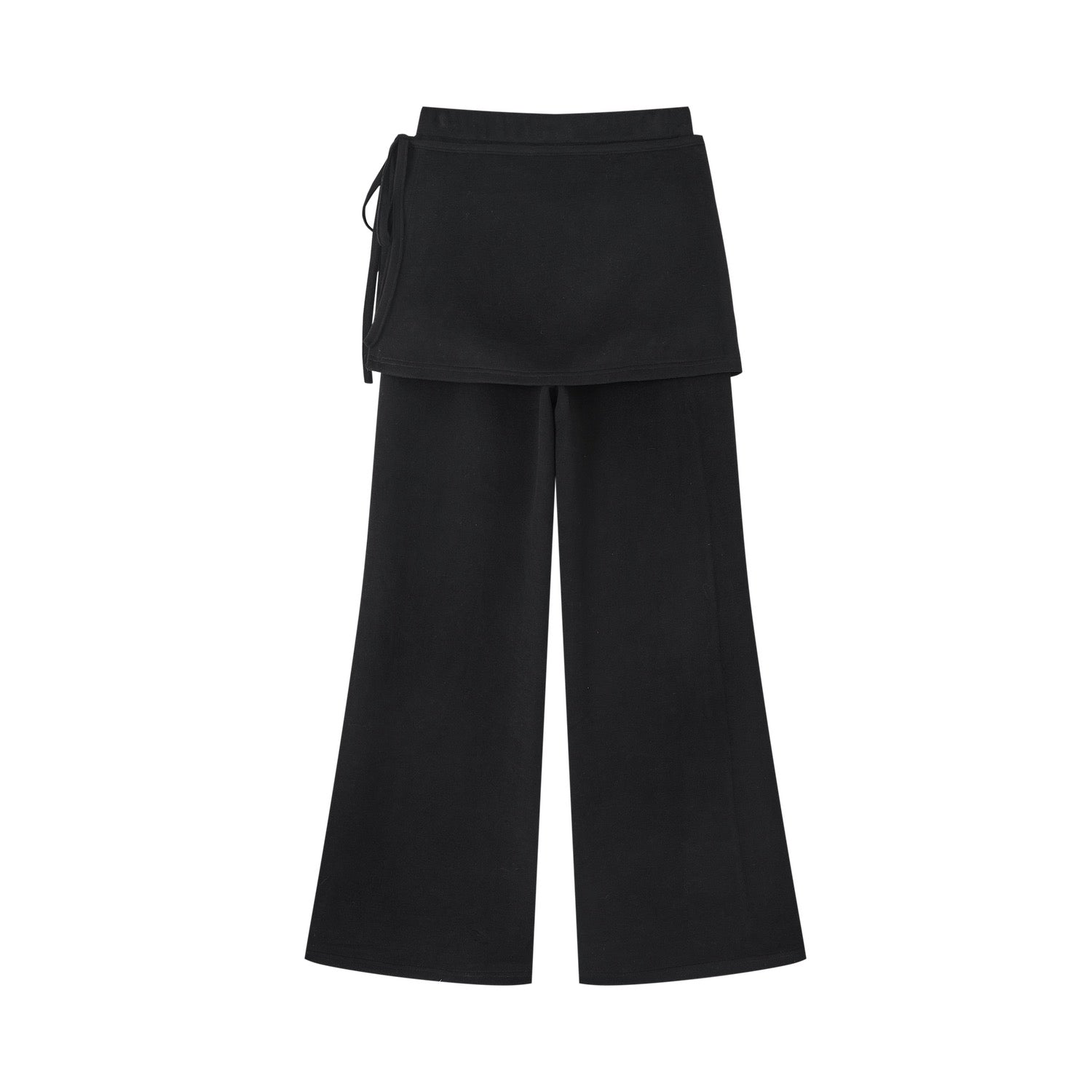 SOMESOWE Detachable Flared Wool Trousers in Black | MADAX