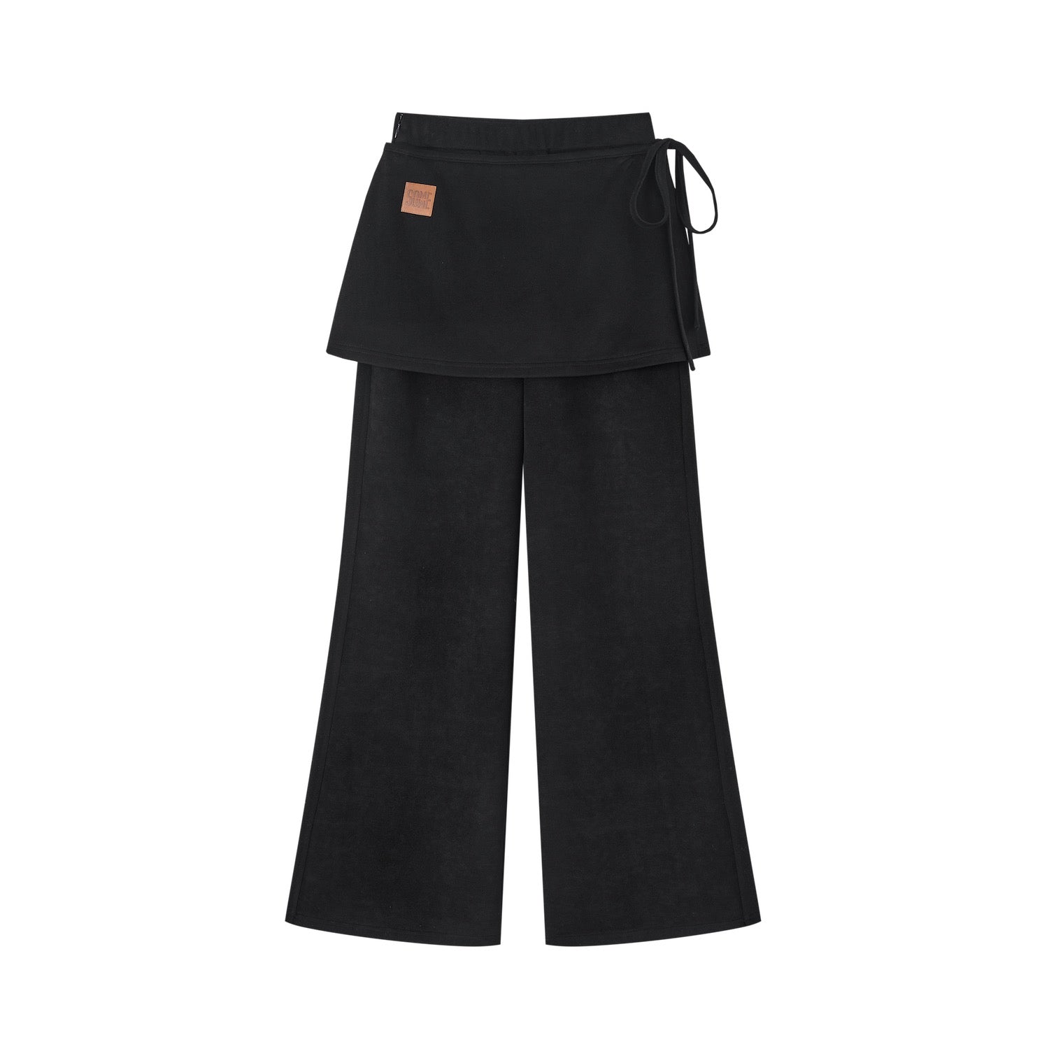 SOMESOWE Detachable Flared Wool Trousers in Black | MADAX