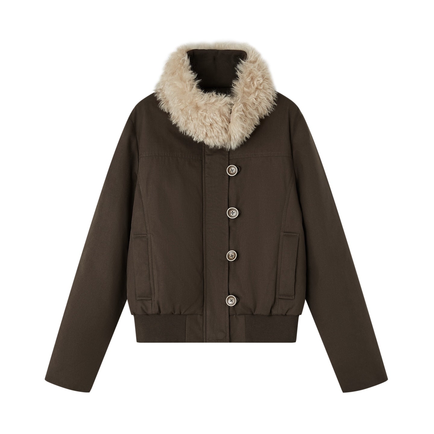 SOMESOWE Detachable Fur Collar Slim Down Jacket In Dark Brown | MADAX