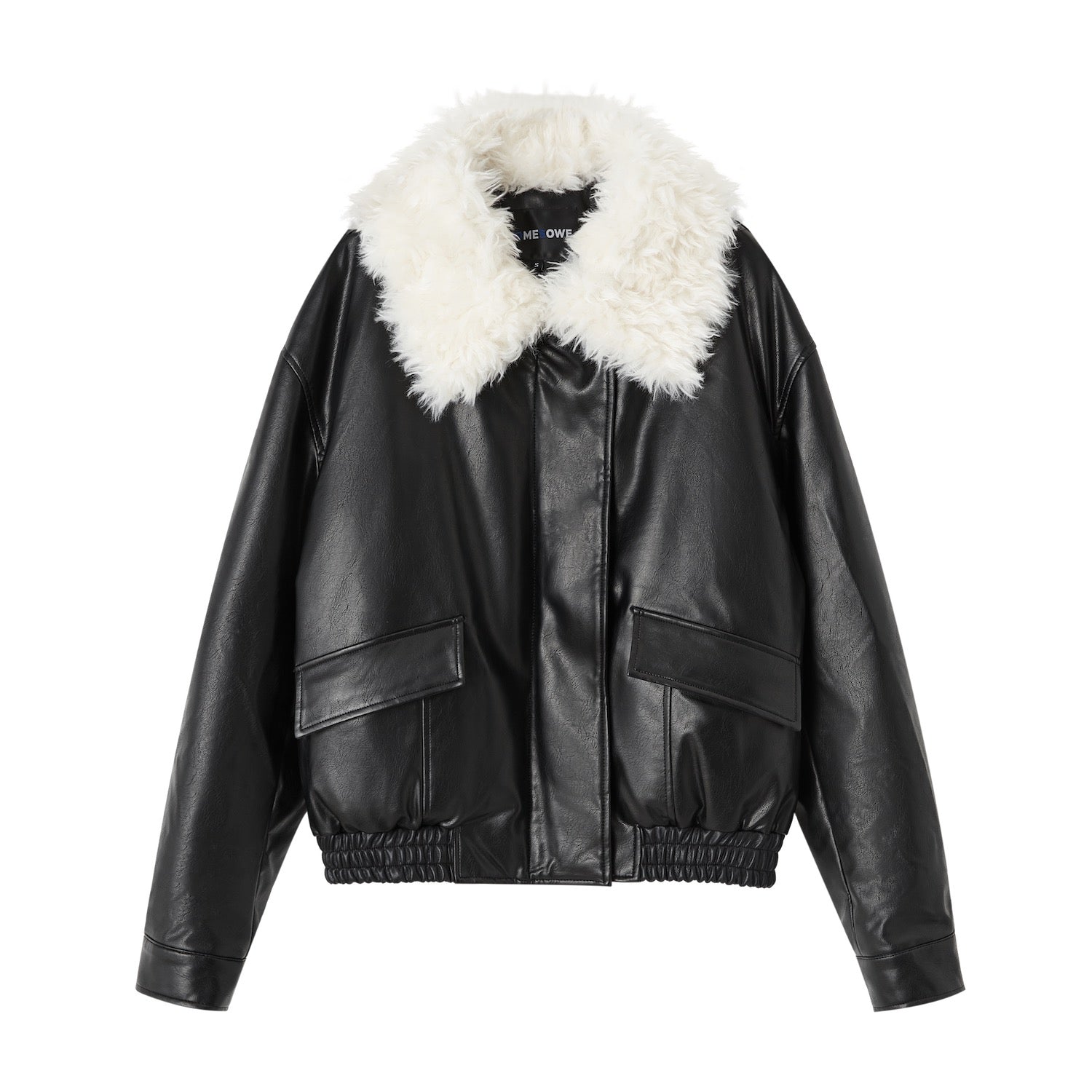 SOMESOWE Detachable Fur Collar Soft Leather Down Jacket In Black | MADAX