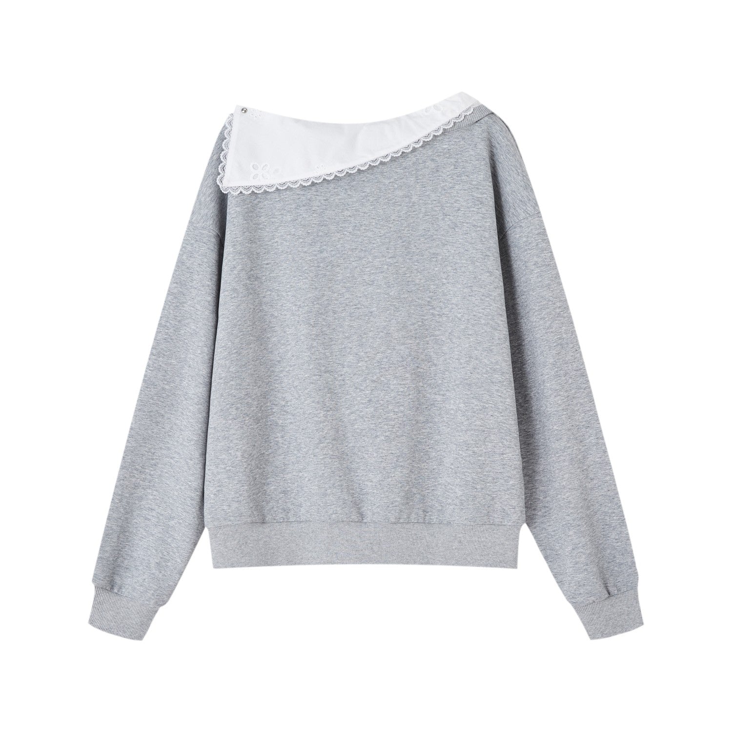 SOMESOWE Detachable Lapel Off - shoulder Sweatshirt In Gray | MADAX