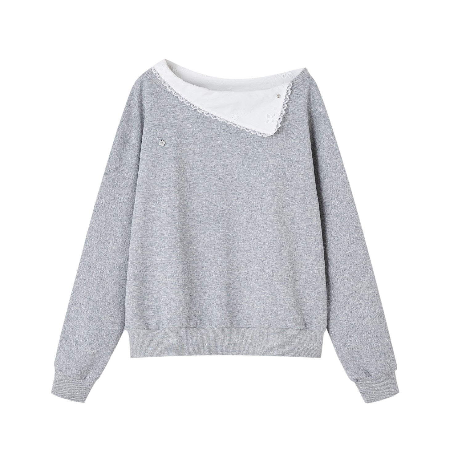 SOMESOWE Detachable Lapel Off - shoulder Sweatshirt In Gray | MADAX