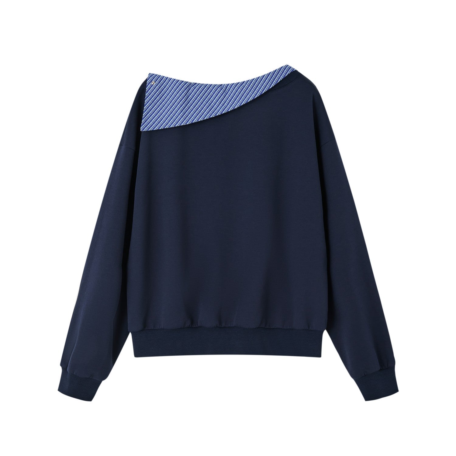 SOMESOWE Detachable Lapel Off - shoulder Sweatshirt In Navy Blue | MADAX