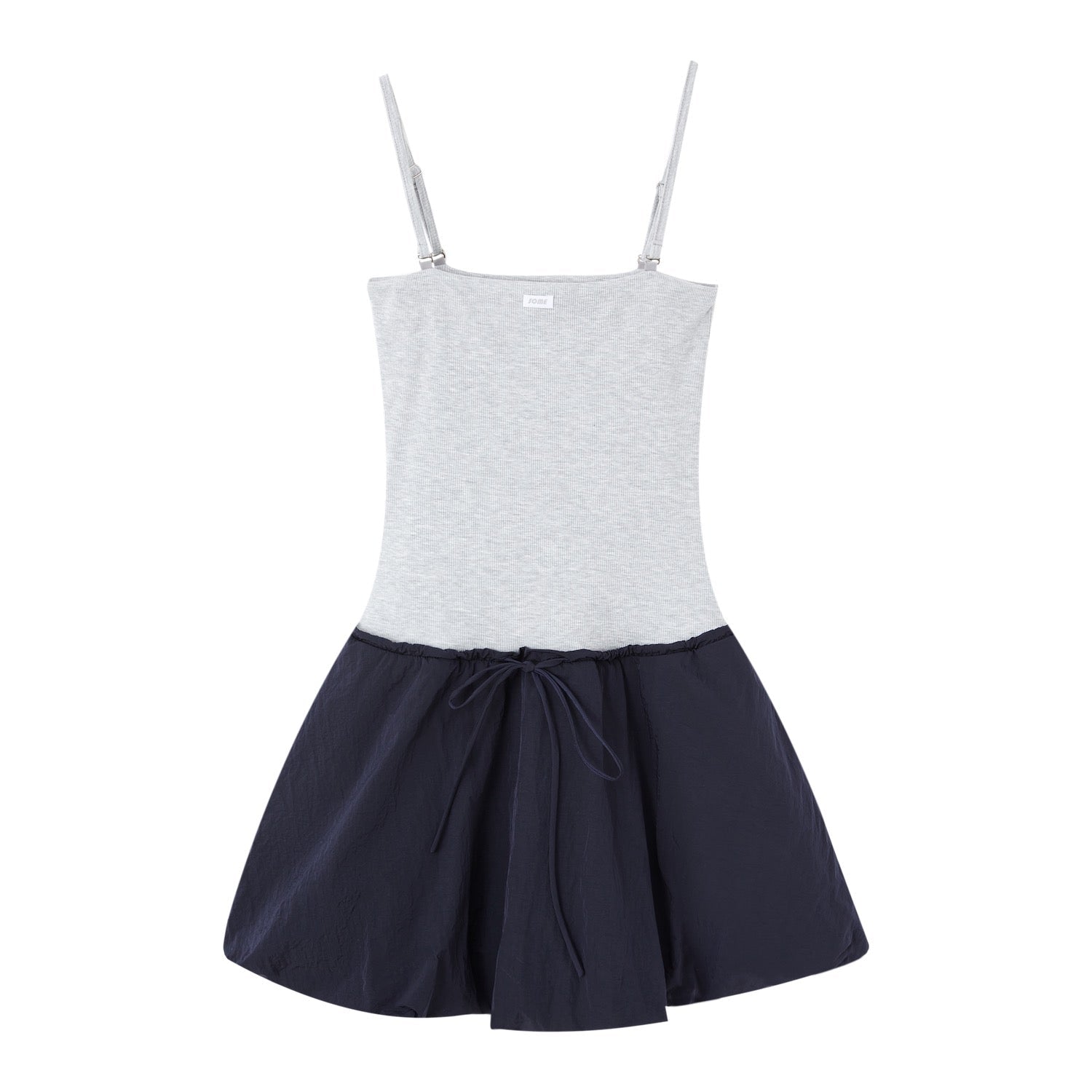 SOMESOWE Detachable Strap Bandeau Tulip Dress in Navy Blue and Grey | MADAX