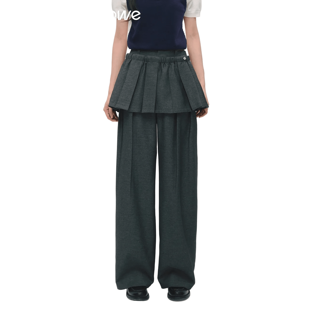 SOMESOWE Detachable Suit Pleated Skirt Pants In Dark Gray | MADAX