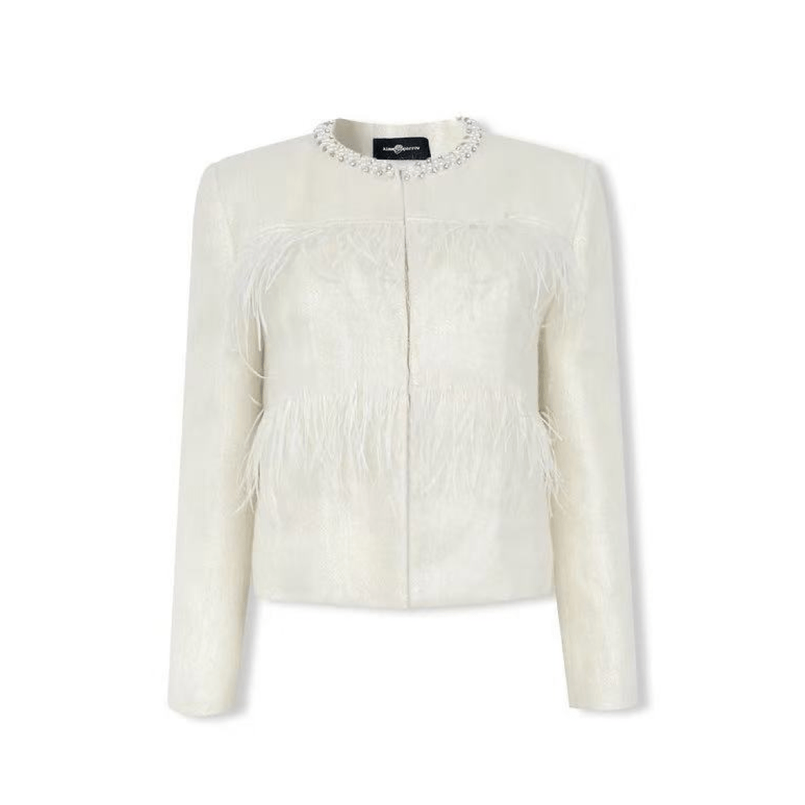 AIMME SPARROW Diamond Collar Feather Chanel - Style Jacket In White | MADAX