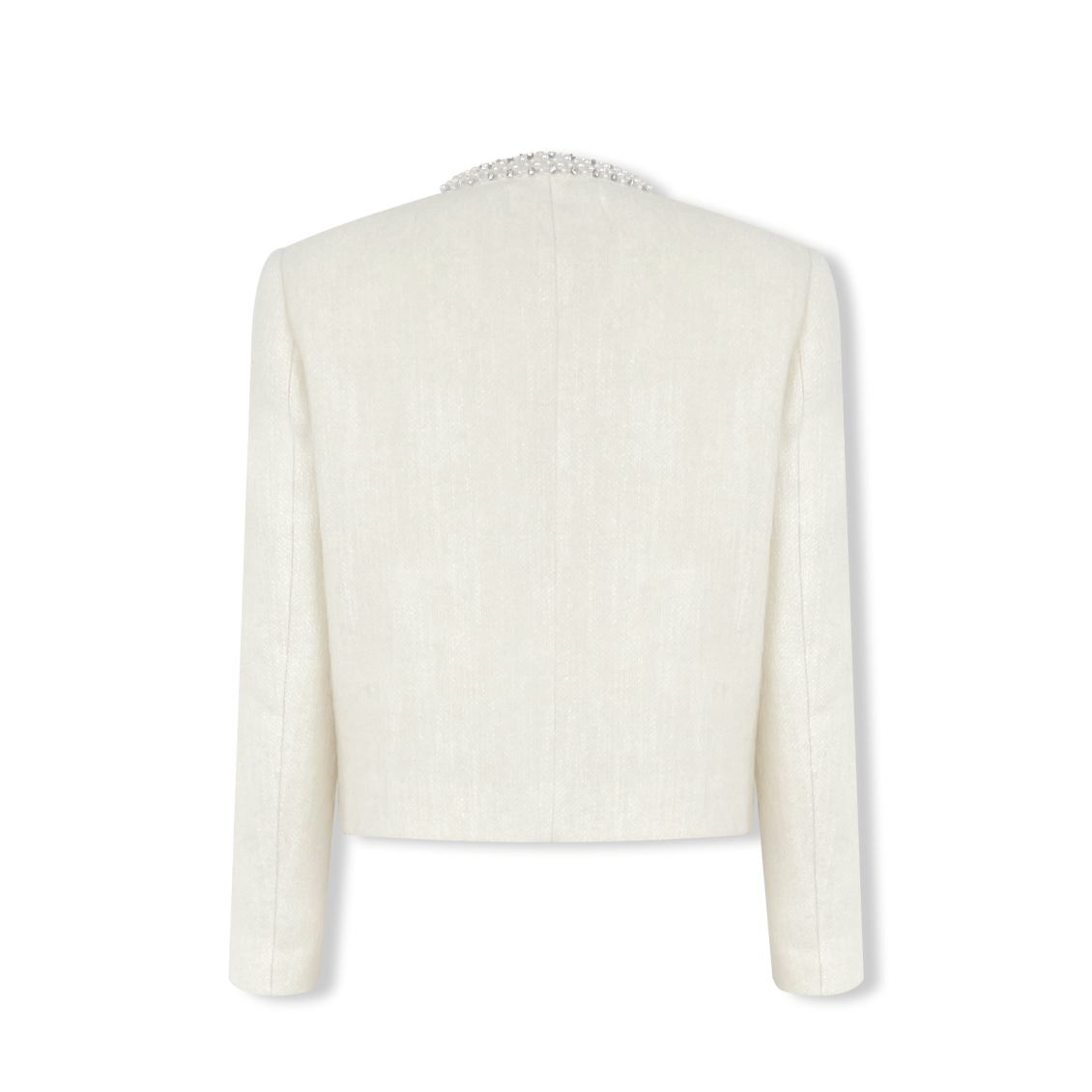 AIMME SPARROW Diamond Collar Feather Chanel - Style Jacket In White | MADAX