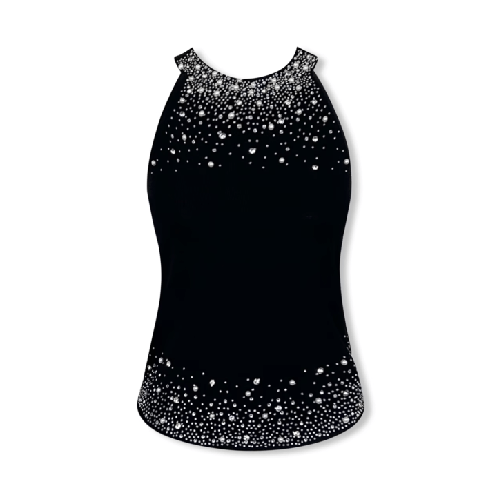 NOT FOR US Diamond Halter Neck Vest in Black | MADAX